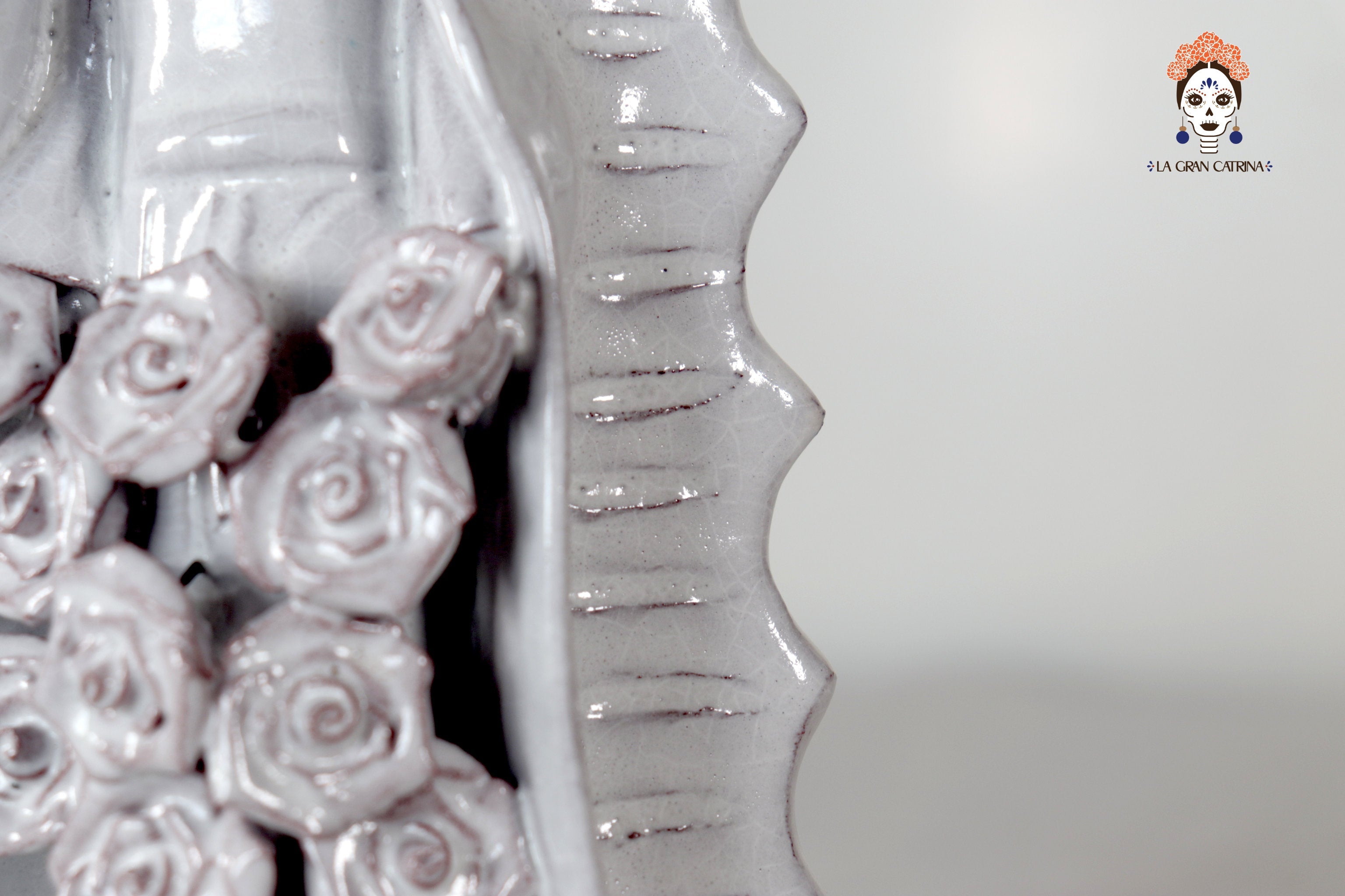 Virgin of Guadalupe - Glazed Clay white - 11.8 in. Montoya