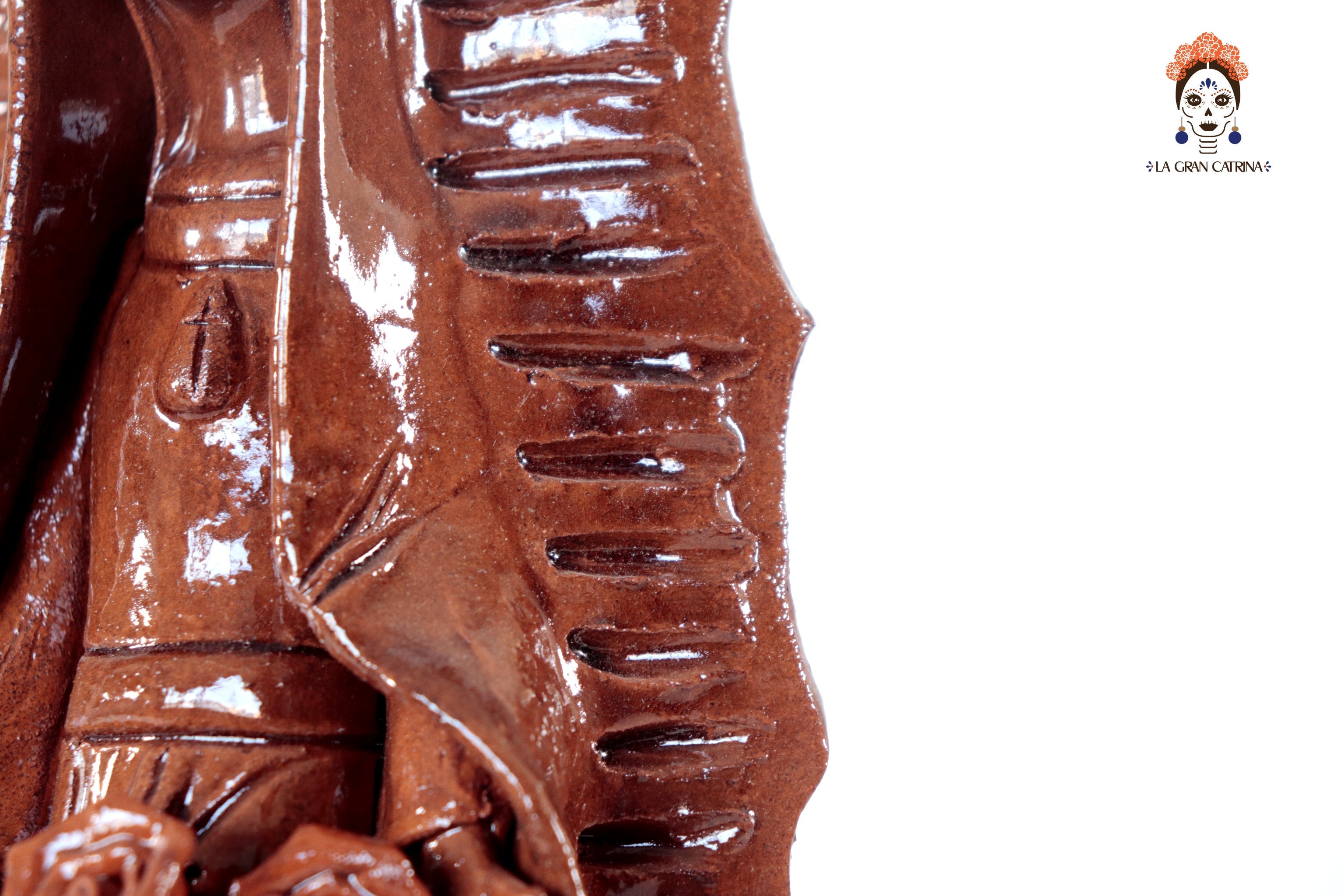 Virgin of Guadalupe - Glazed Clay brown - 11.8 in. Montoya