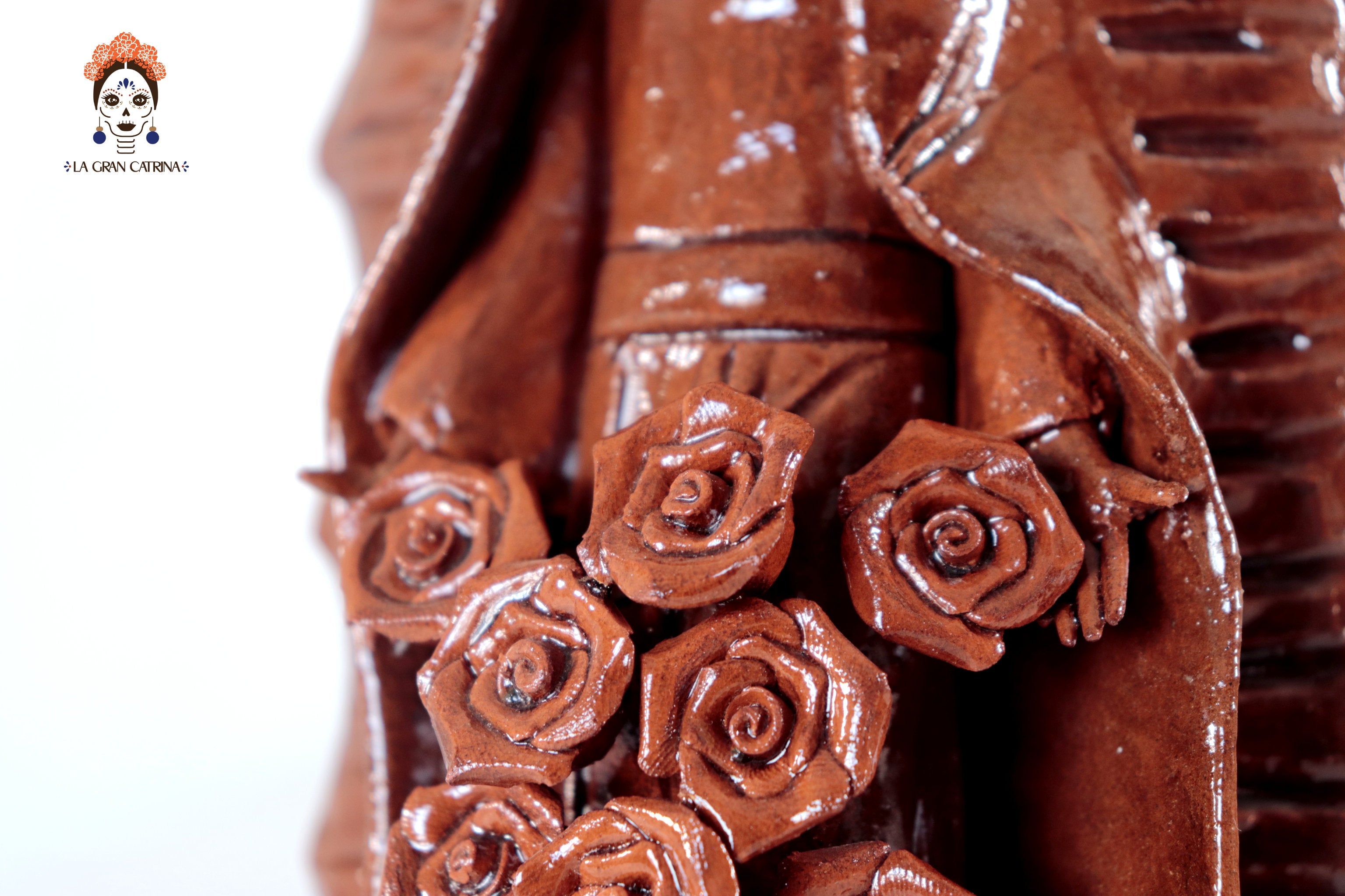 Virgin of Guadalupe - Glazed Clay brown - 11.8 in. Montoya