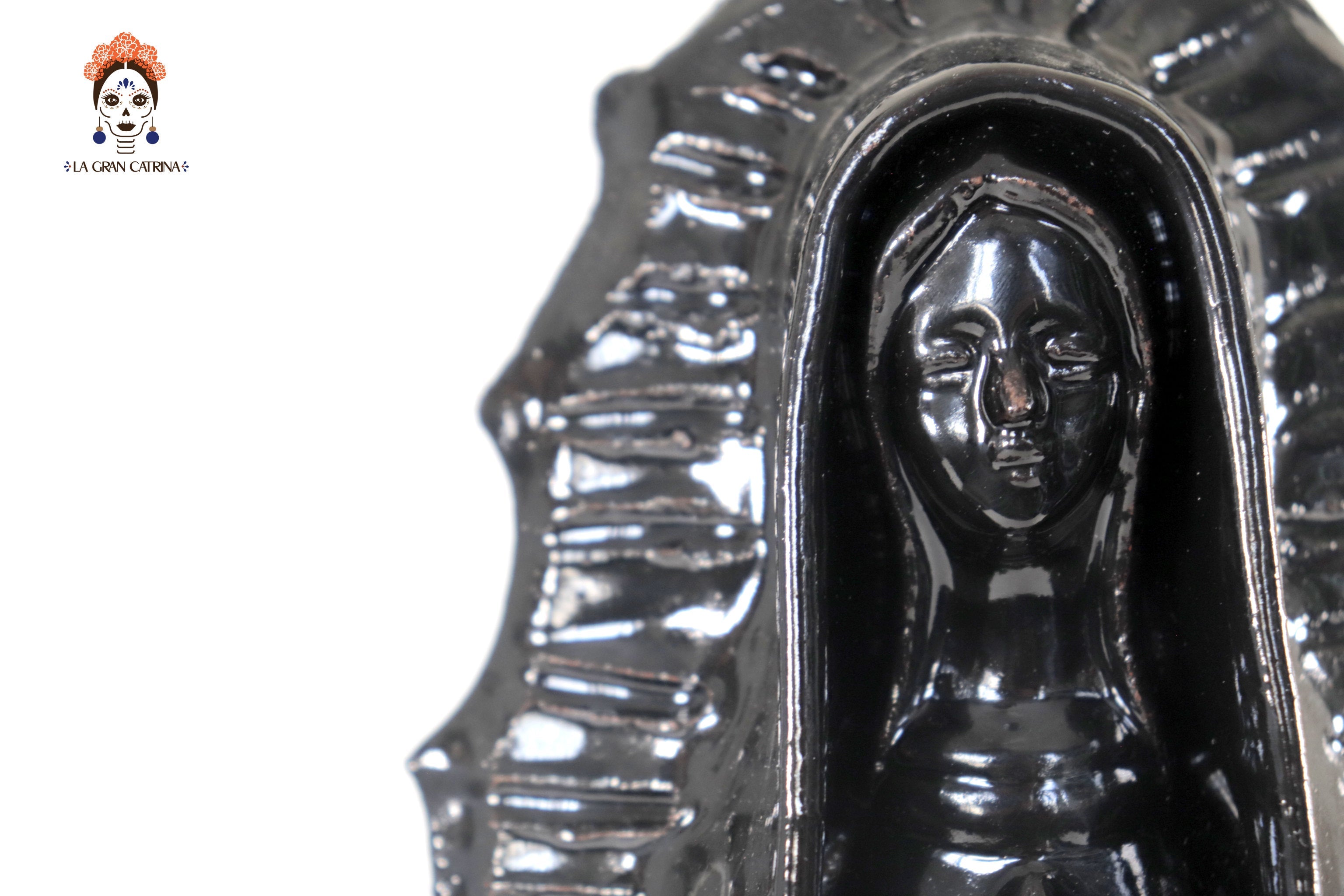 Virgin of Guadalupe - Glazed Clay black - 11.8 in. Montoya