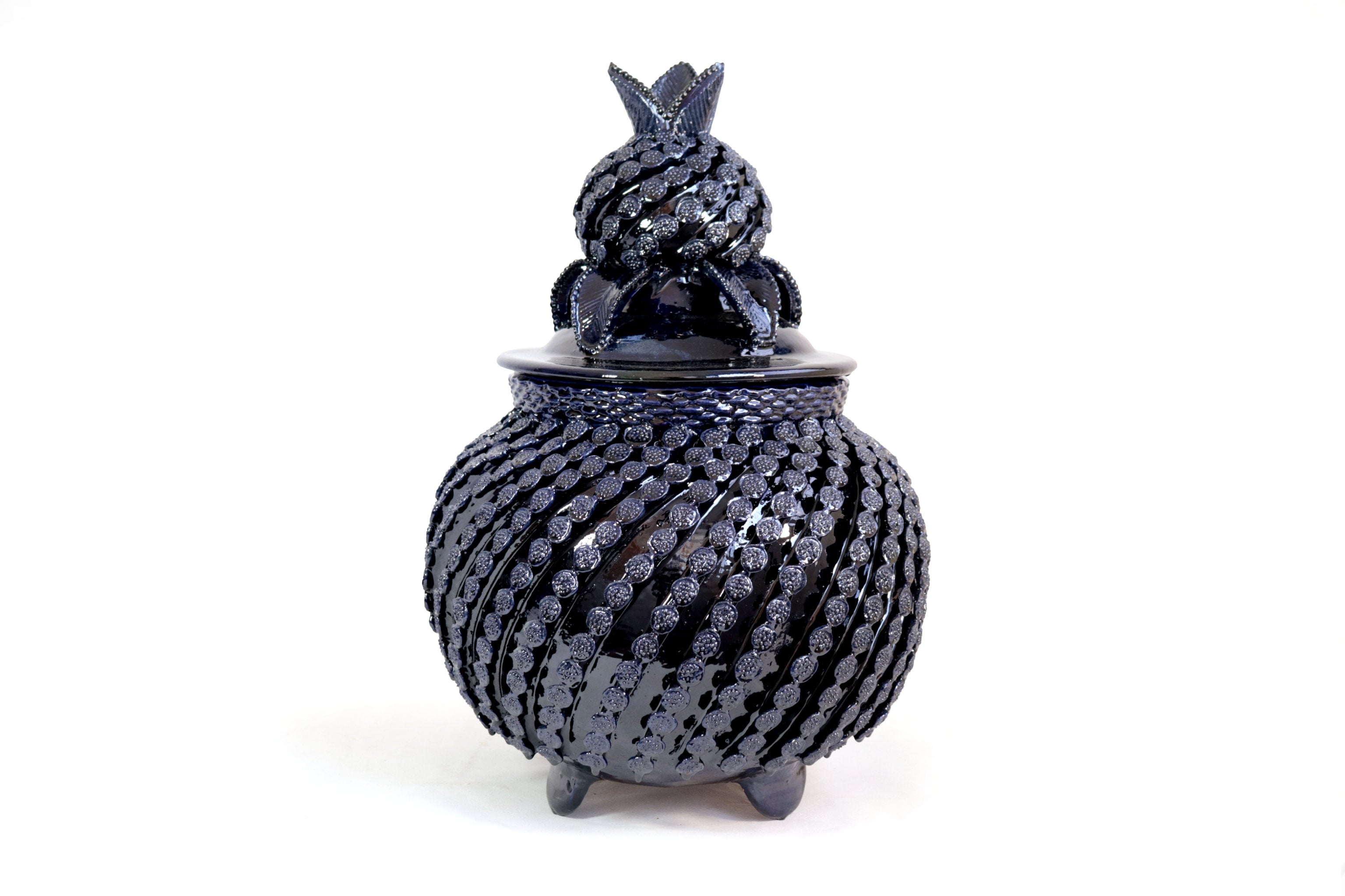 Vase blue with Spiral Buttons - 18.8 in. Juan Gtz