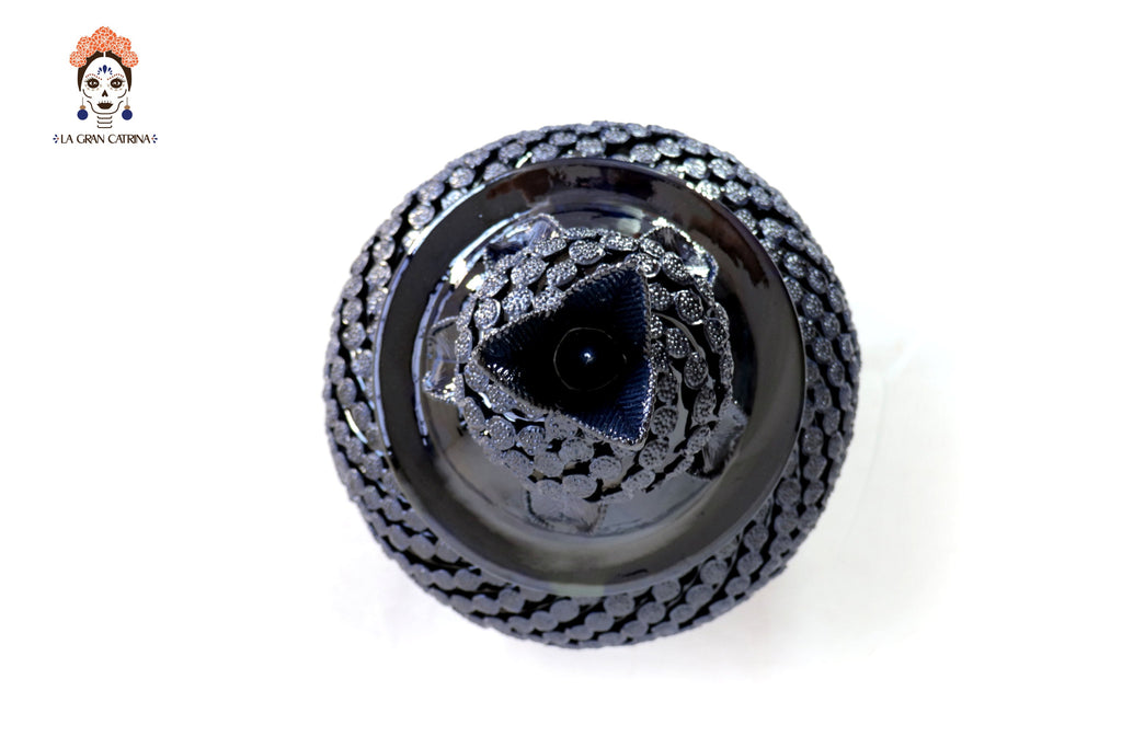 Vase blue with Spiral Buttons - 18.8 in. Juan Gtz