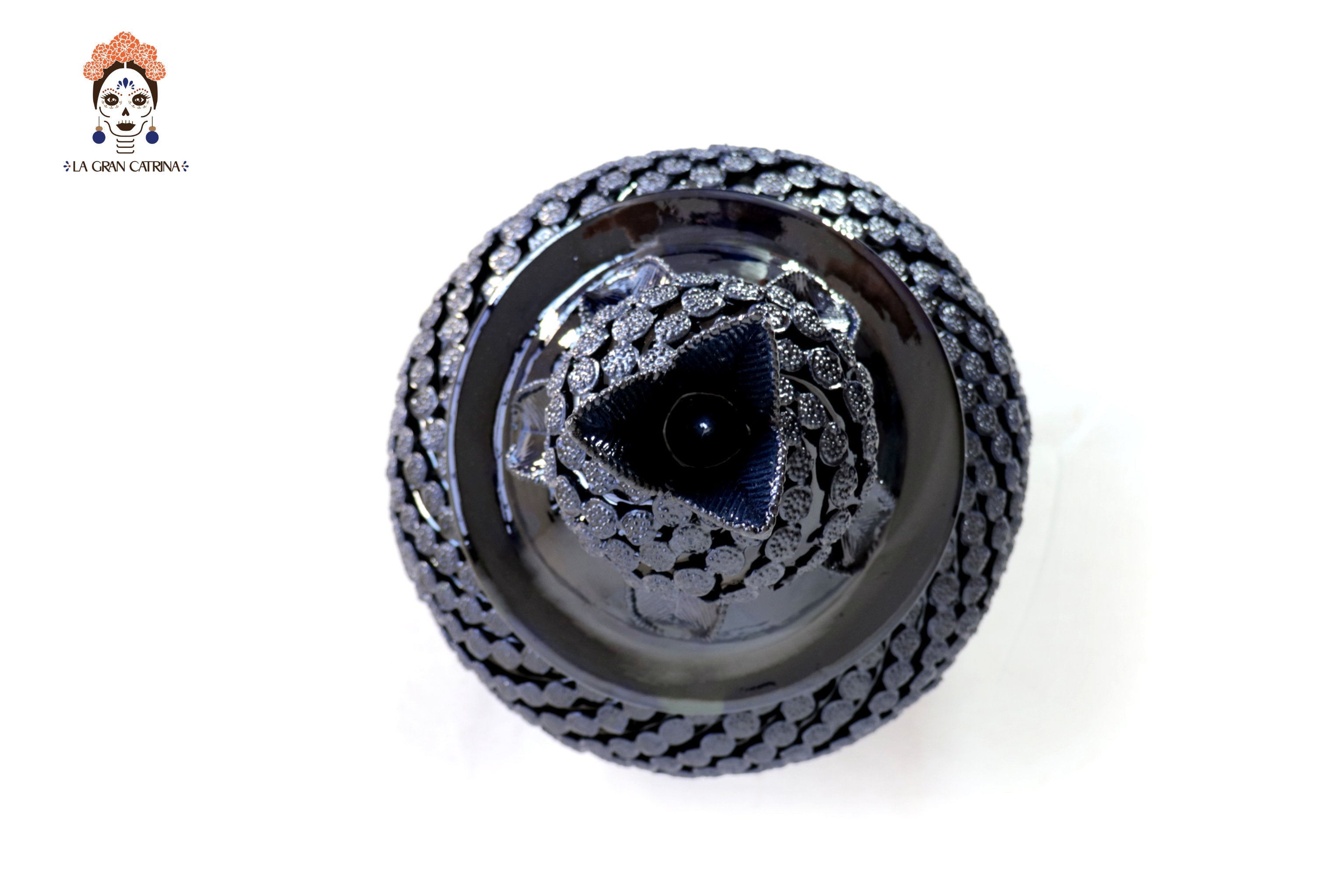 Vase blue with Spiral Buttons - 18.8 in. Juan Gtz