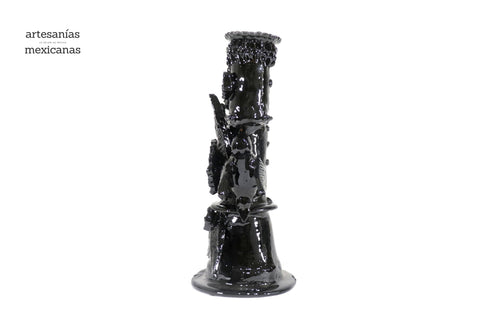 3-Candle Candleholder Black - 11.2 in. - Glazed Clay Juan Gtz