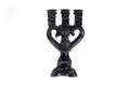 3-Candle Candleholder heart Black - 13.8 in. - Glazed Clay Juan Gtz