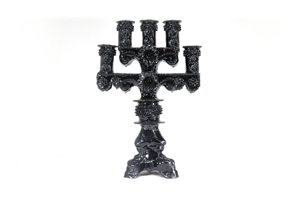 Candleholder black of 5-Candle - Glazed Clay - 20 in. Juan Gtz