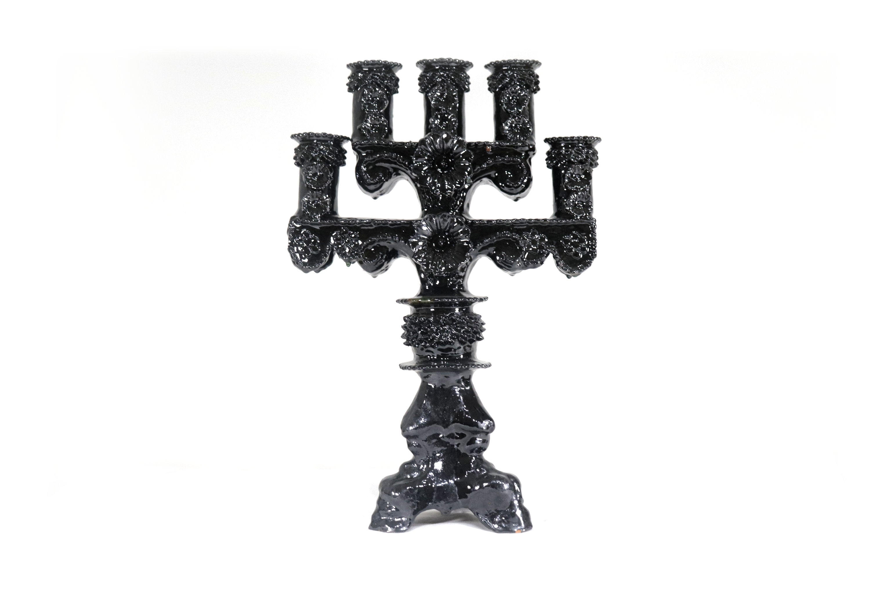 Candleholder black of 5-Candle - Glazed Clay - 20 in. Juan Gtz