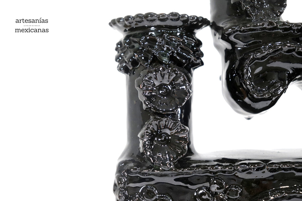 Candleholder black of 5-Candle - Glazed Clay - 20 in. Juan Gtz