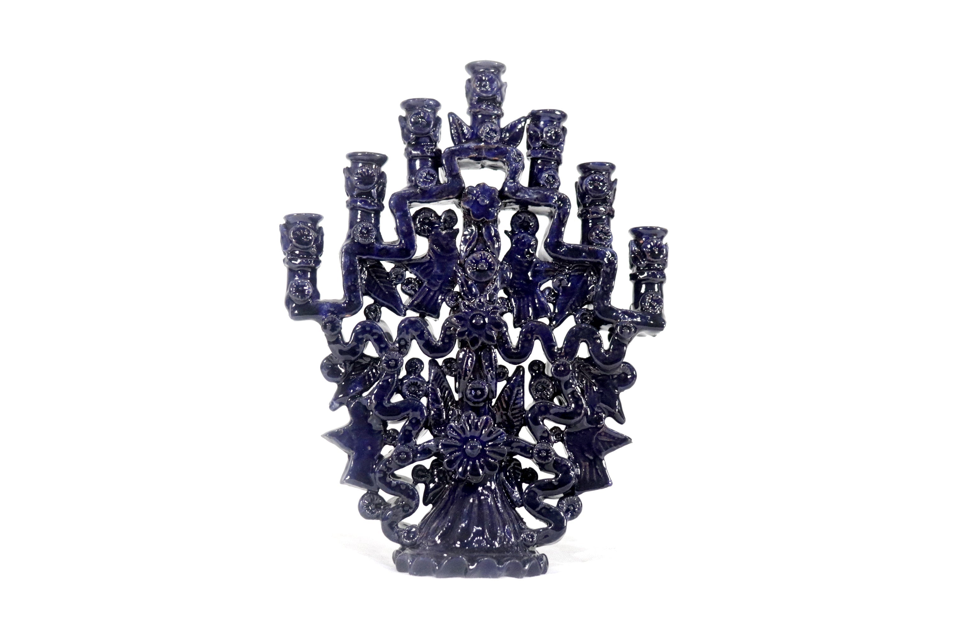 Candleholder Blue 7 candles - 10 in. Tereri