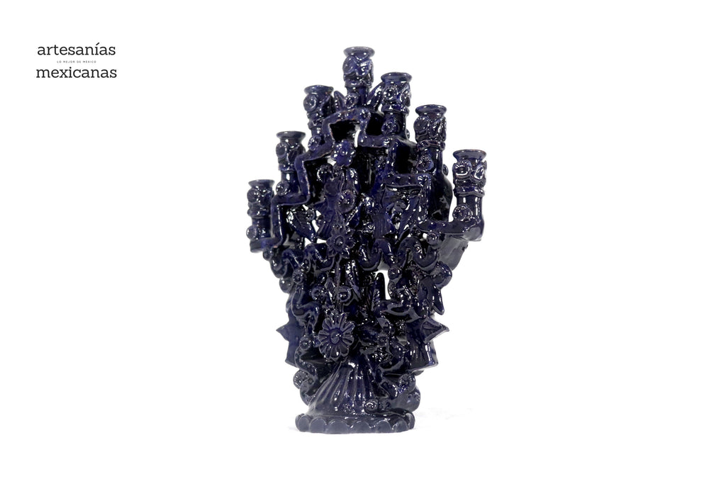 Candleholder Blue 7 candles - 10 in. Tereri