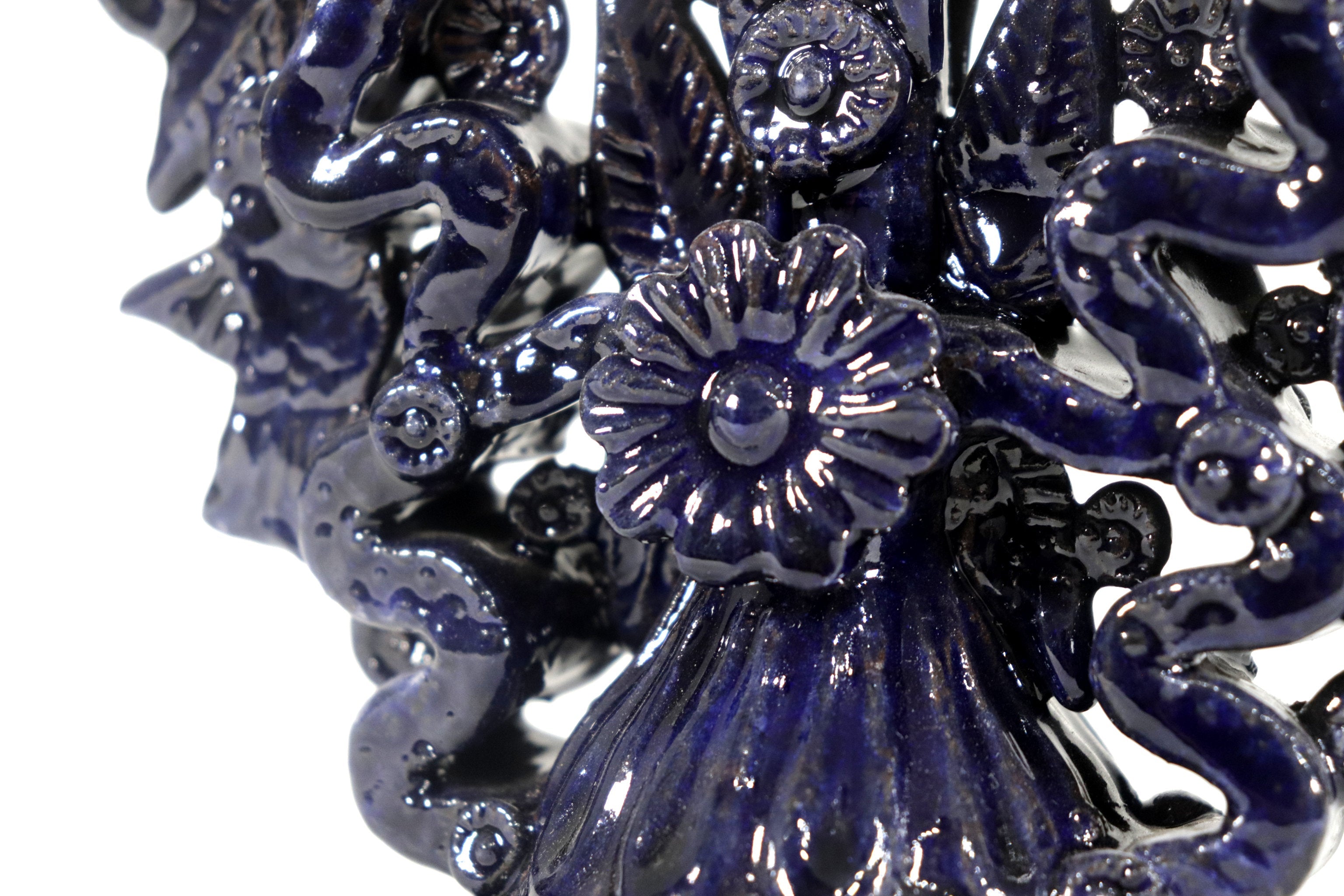 Candleholder Blue 7 candles - 10 in. Tereri