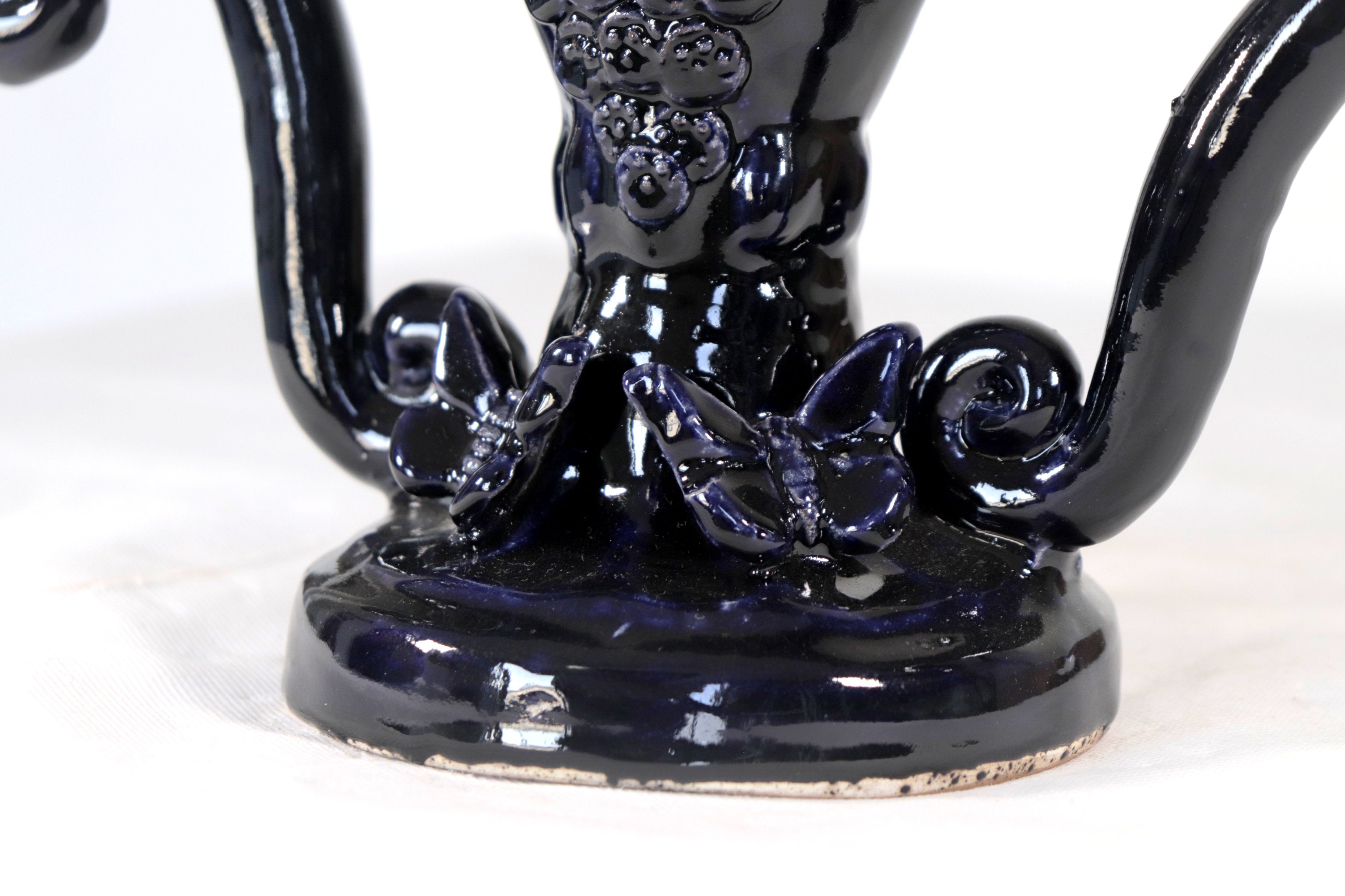 Candleholder Blue 7 candles - Glazed Clay - 15.7 in. Tiru