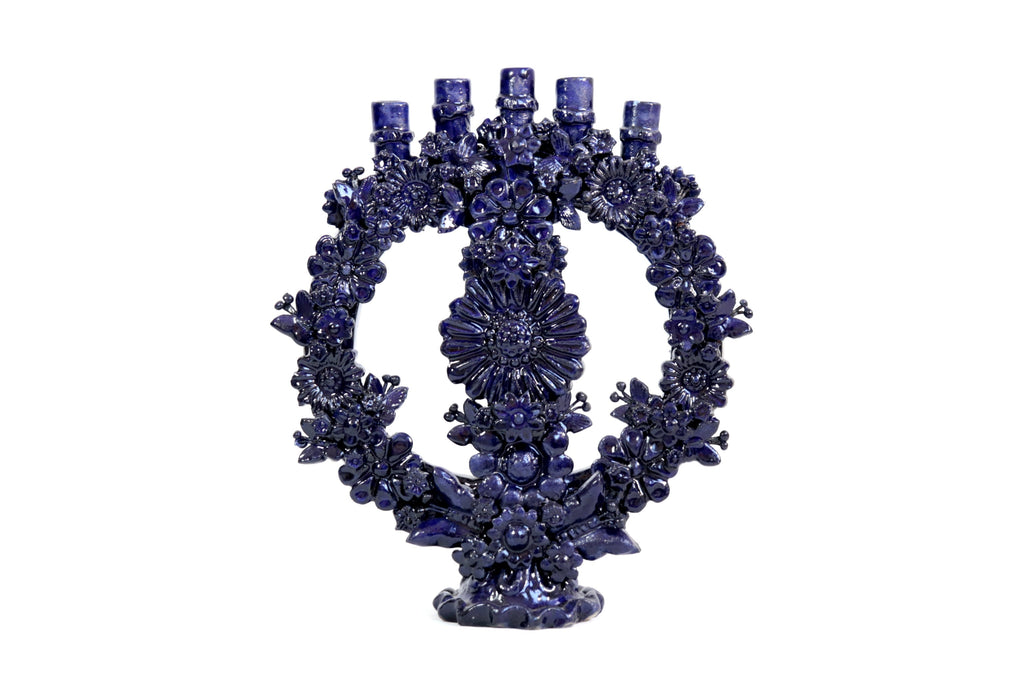 Candleholder Blue 5-Candle - 10.4 in. Juan Gtz