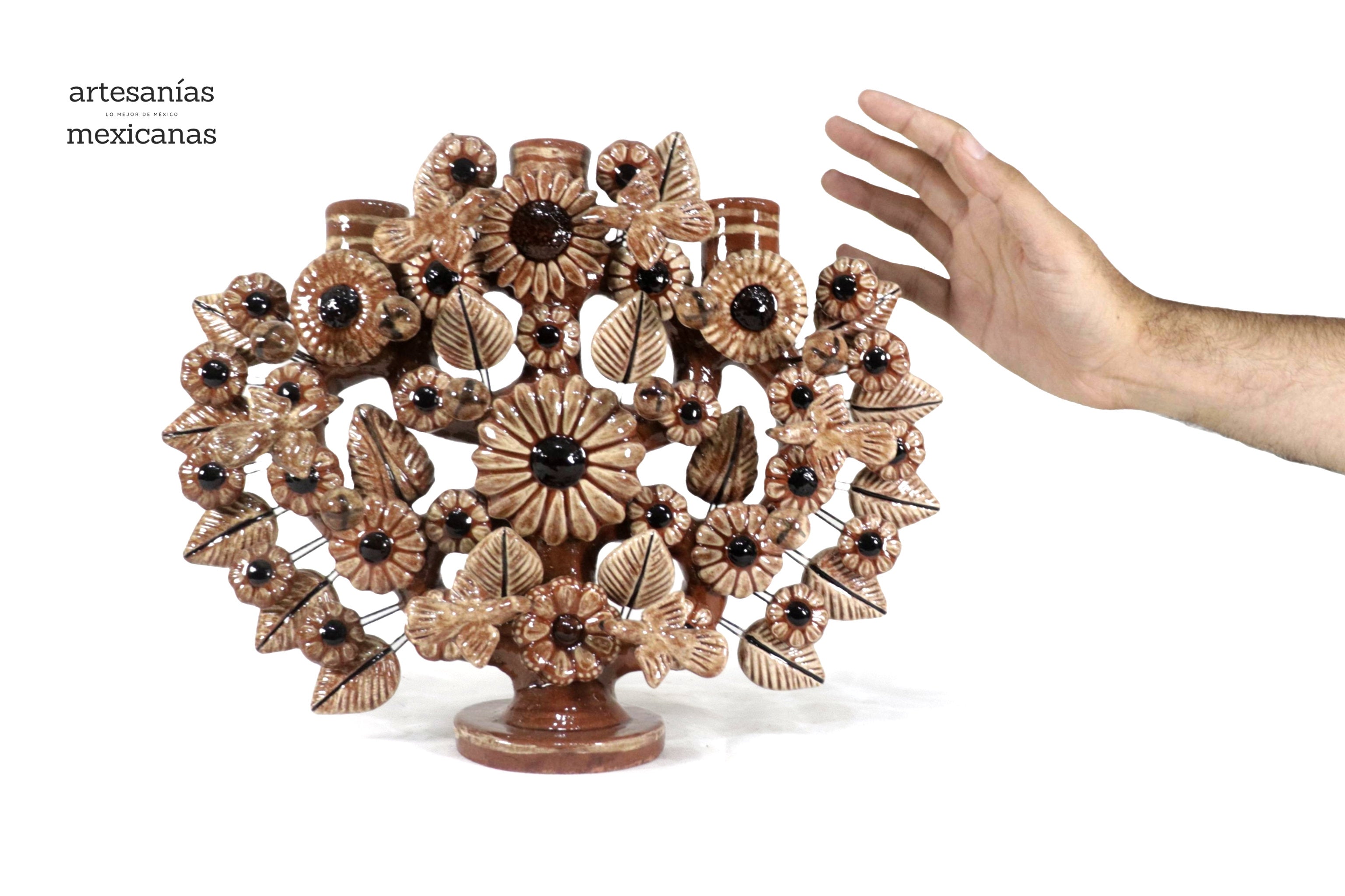 Tree of Life Medium Brown - 3 Candles - 14 in. Montoya