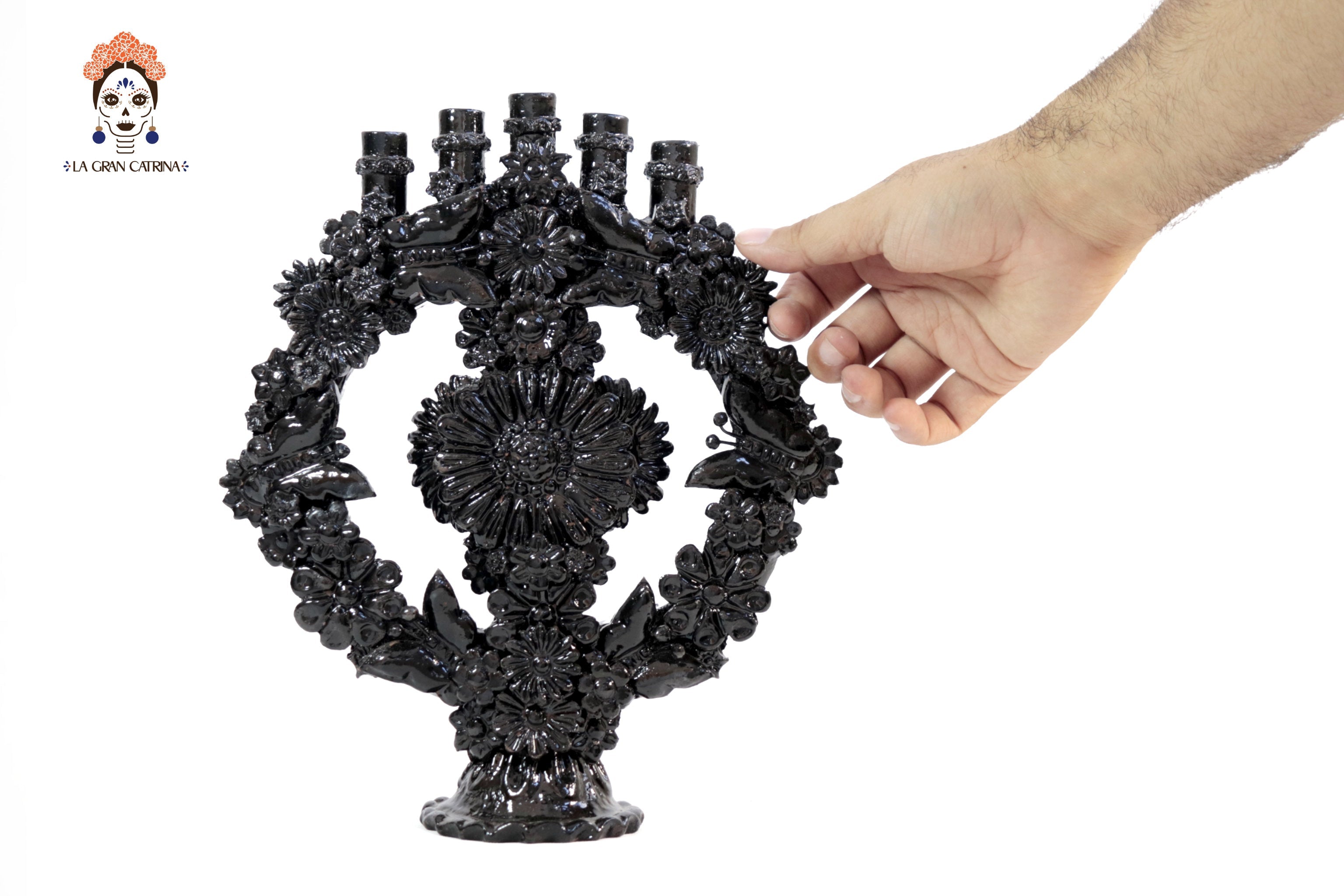 Candleholder black of 5-Candle - 10.4 in. Juan Gtz