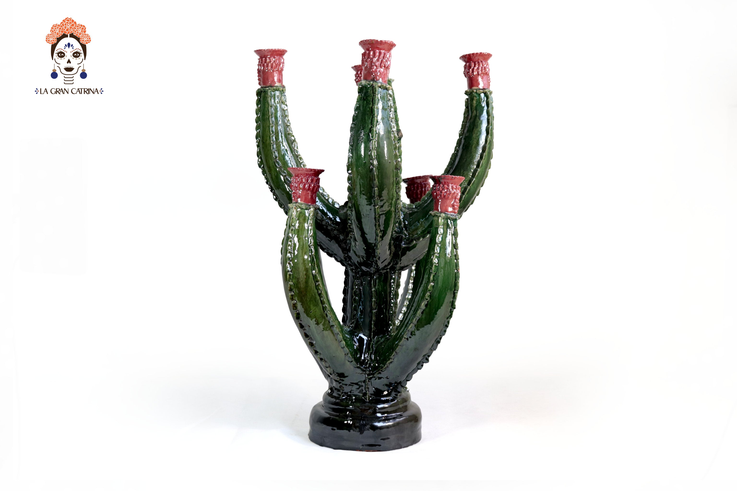 Candleholder Prickly Pear Cactus Dark Green - 23.6 in. - in. Production Juan Gtz