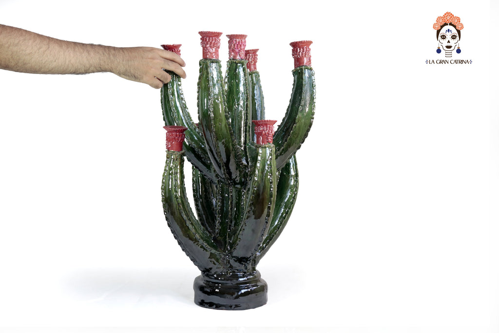 Candleholder Prickly Pear Cactus Dark Green - 23.6 in. - in. Production Juan Gtz