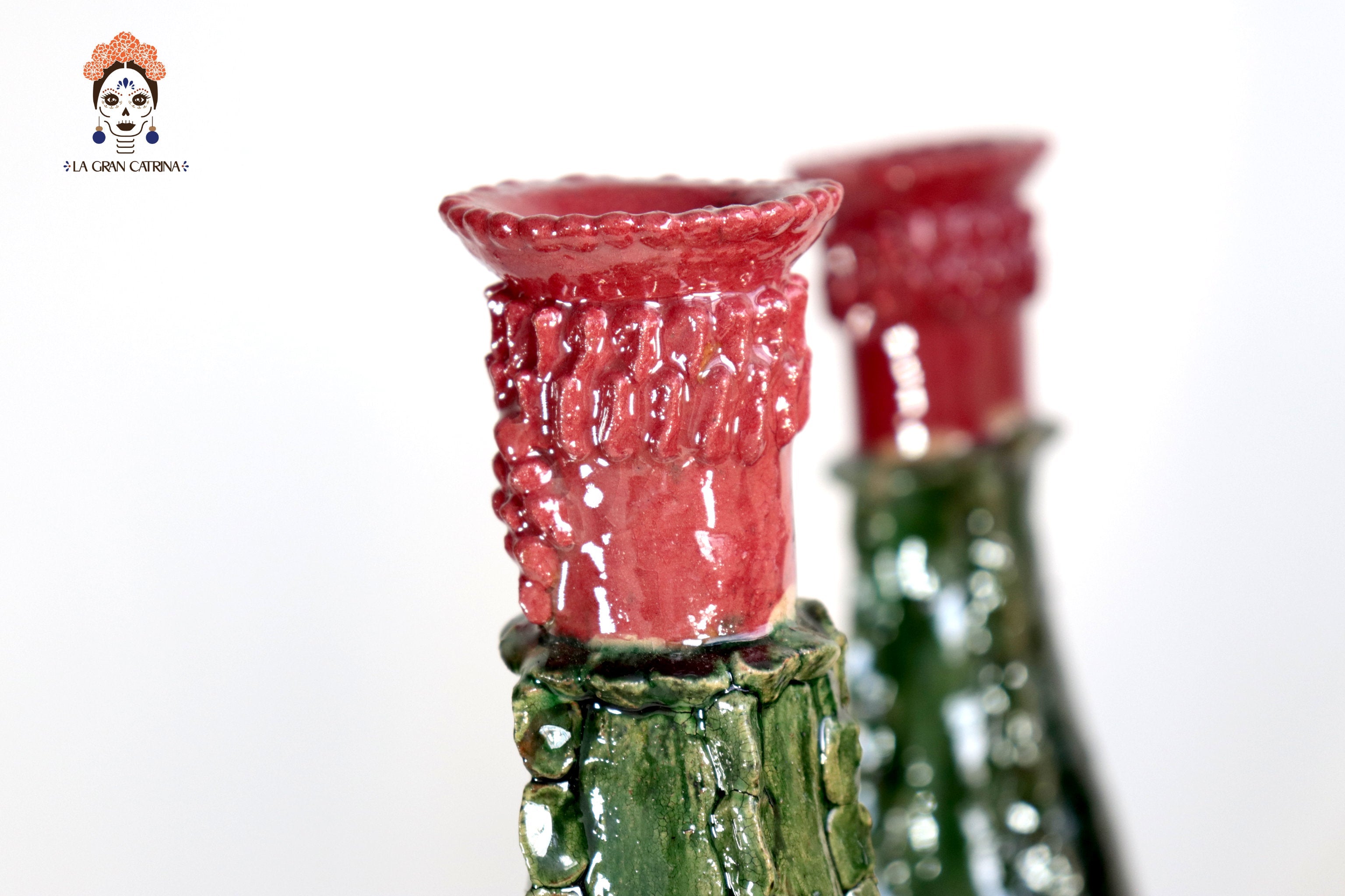 Candleholder Prickly Pear Cactus Dark Green - 23.6 in. - in. Production Juan Gtz