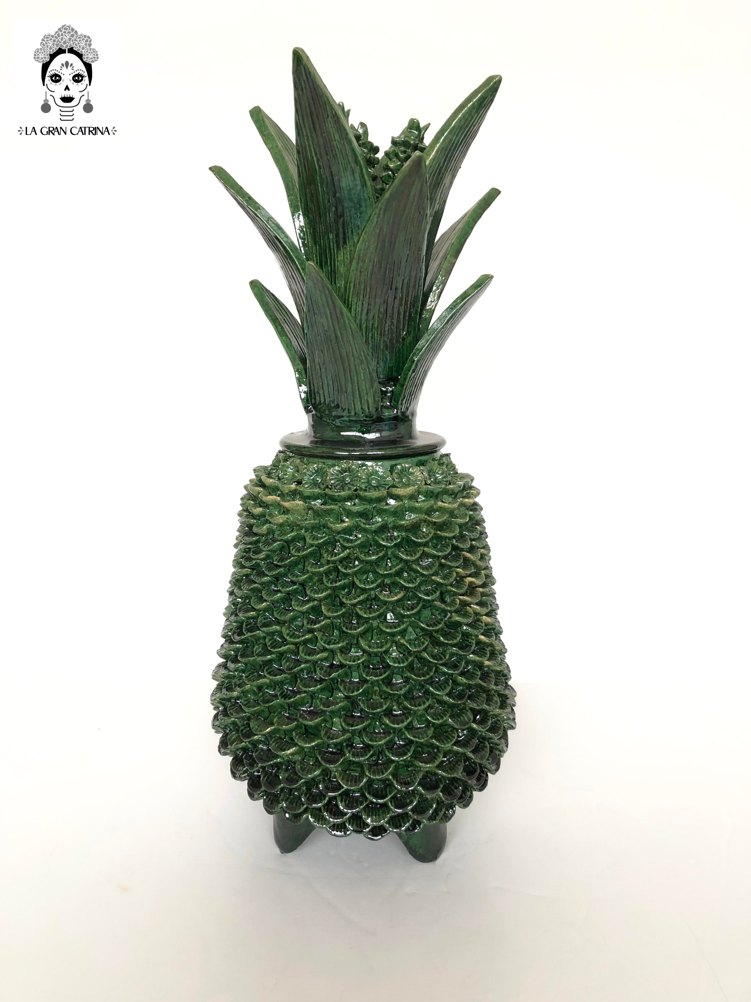Michoacán Clay Pineapple - Papaya Green - 22 in. Juan Gtz