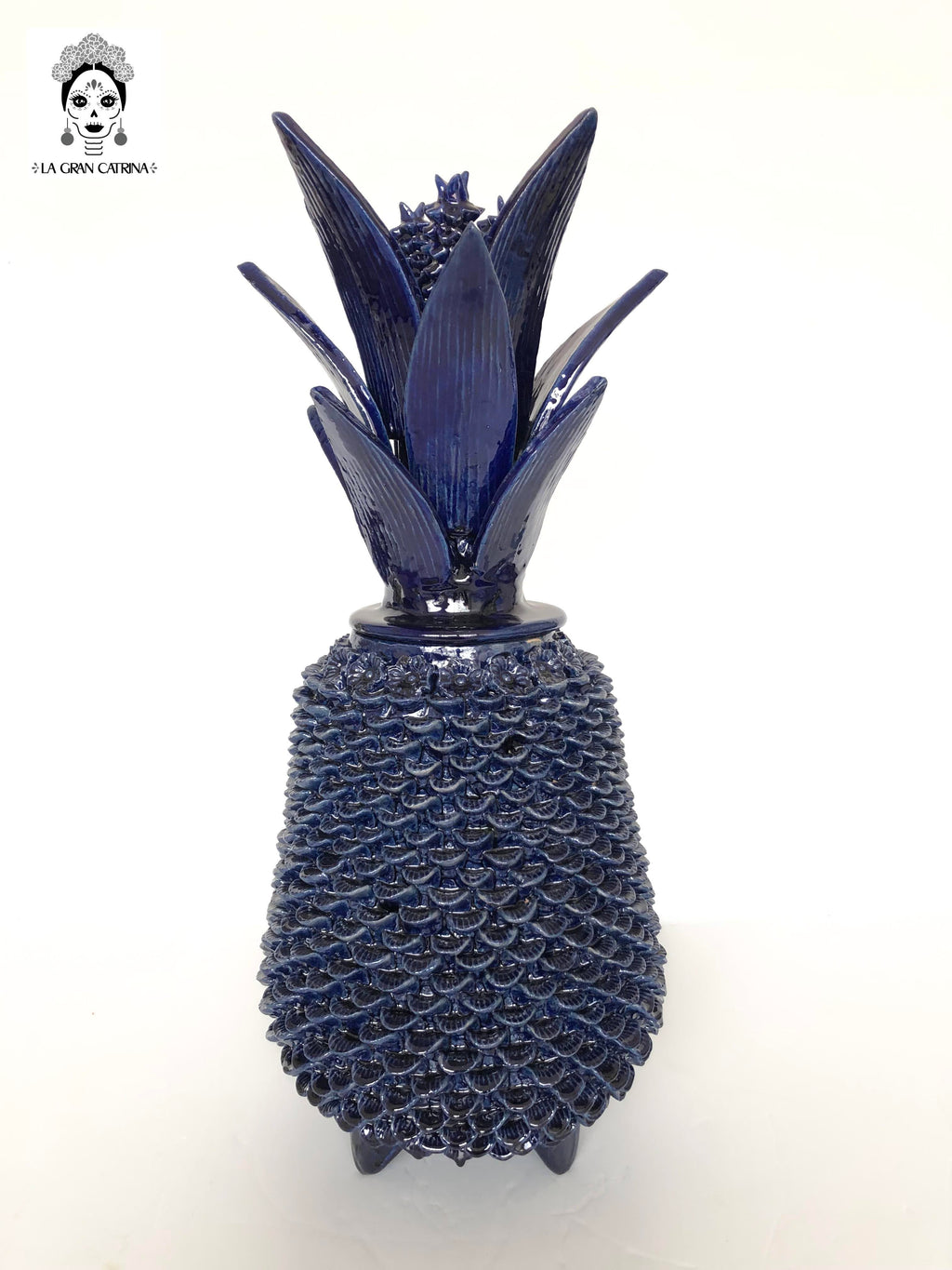 Michoacán Clay Pineapple - Papaya Blue - 22 in. Juan Gtz