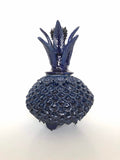 Michoacán Clay Pineapple - Saucer Petals Blue with Flowers - 13 in. Juan Gtz