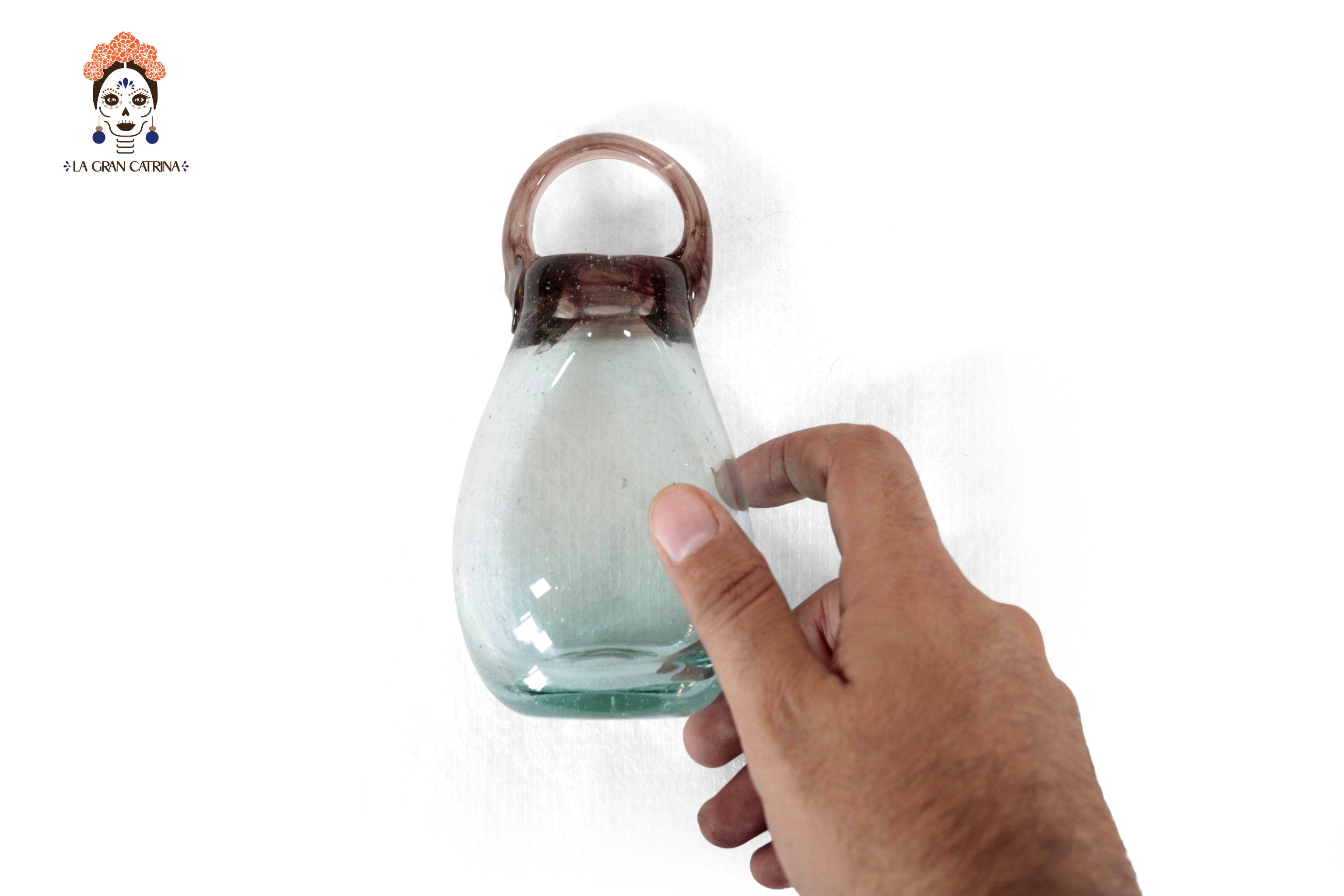 Set of Blown Glass Bottles - Blue Translúcido - 11.4 in. Vidrio Soplado