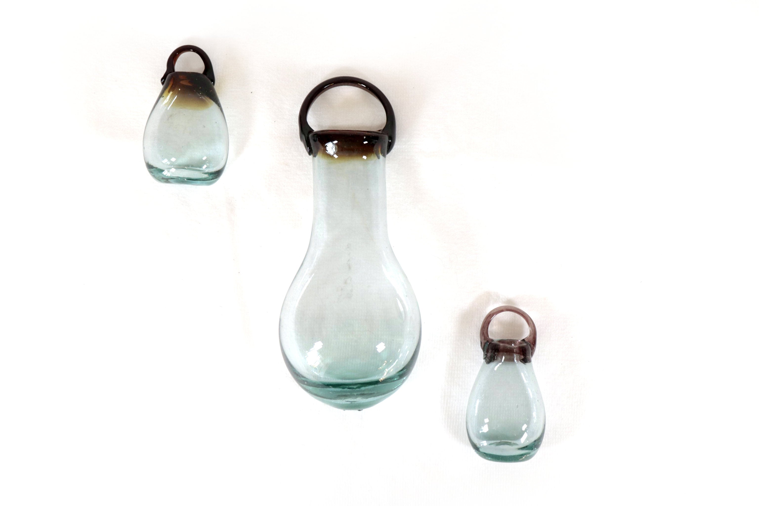 Set of Blown Glass Bottles - Blue Translúcido - 11.4 in. Vidrio Soplado