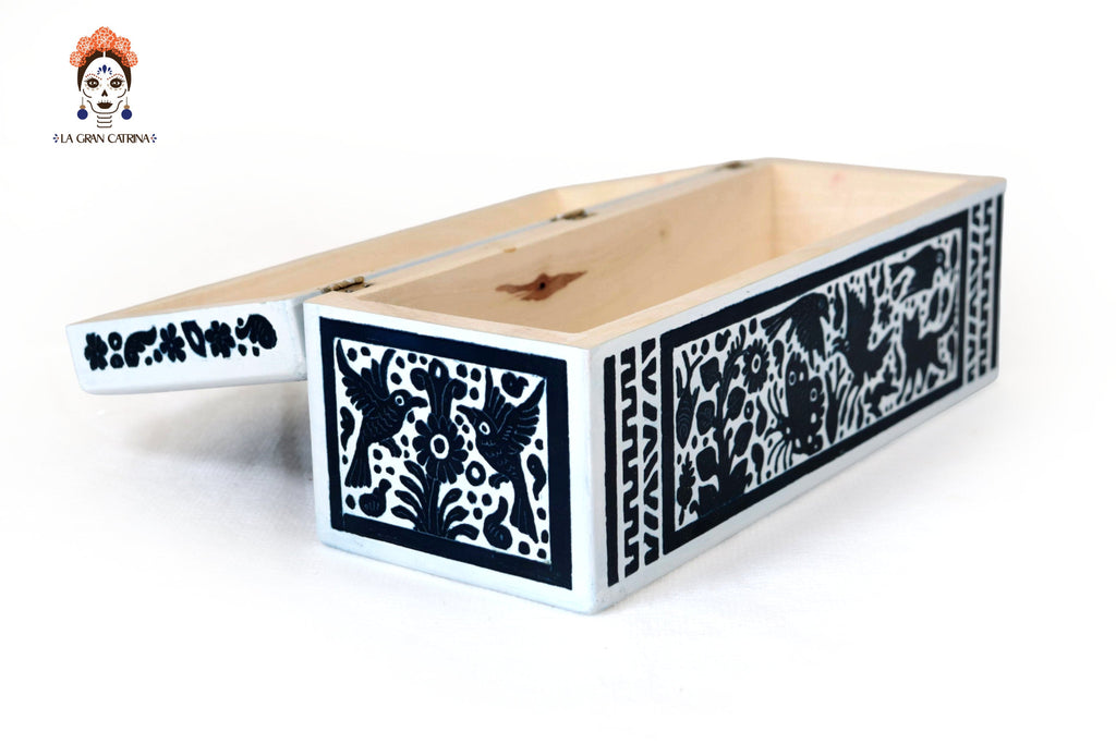 White Olinalá Handcrafted Box with Traditional Floral Design - 12.9 in. Olinala