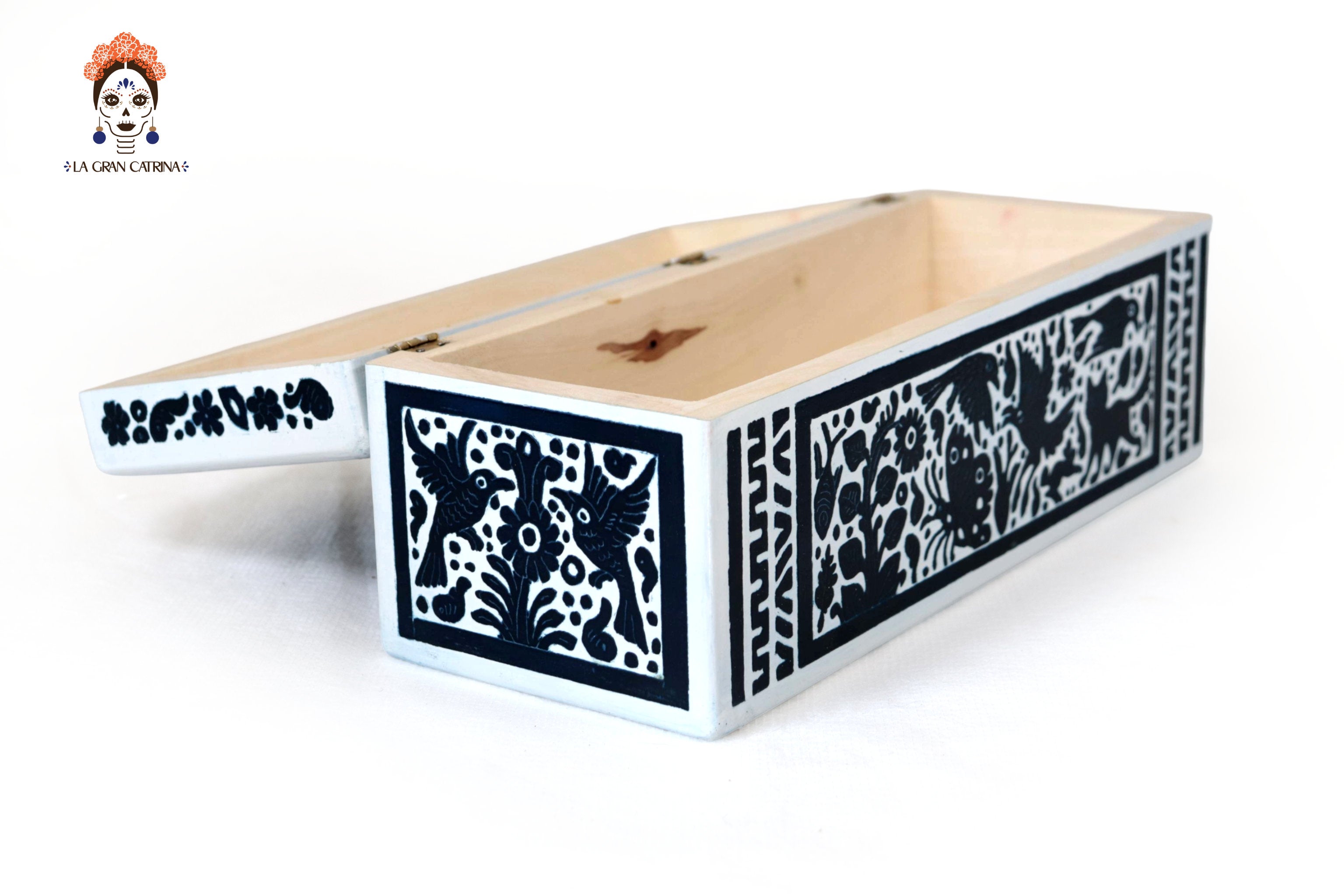 White Olinalá Handcrafted Box with Traditional Floral Design - 12.9 in. Olinala