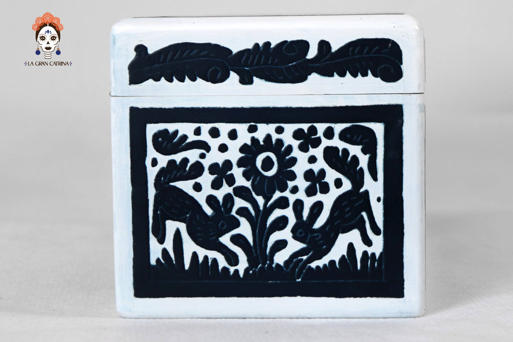 White Olinalá Handcrafted Box with Traditional Fauna and Flowera - 12.9 in. Olinala