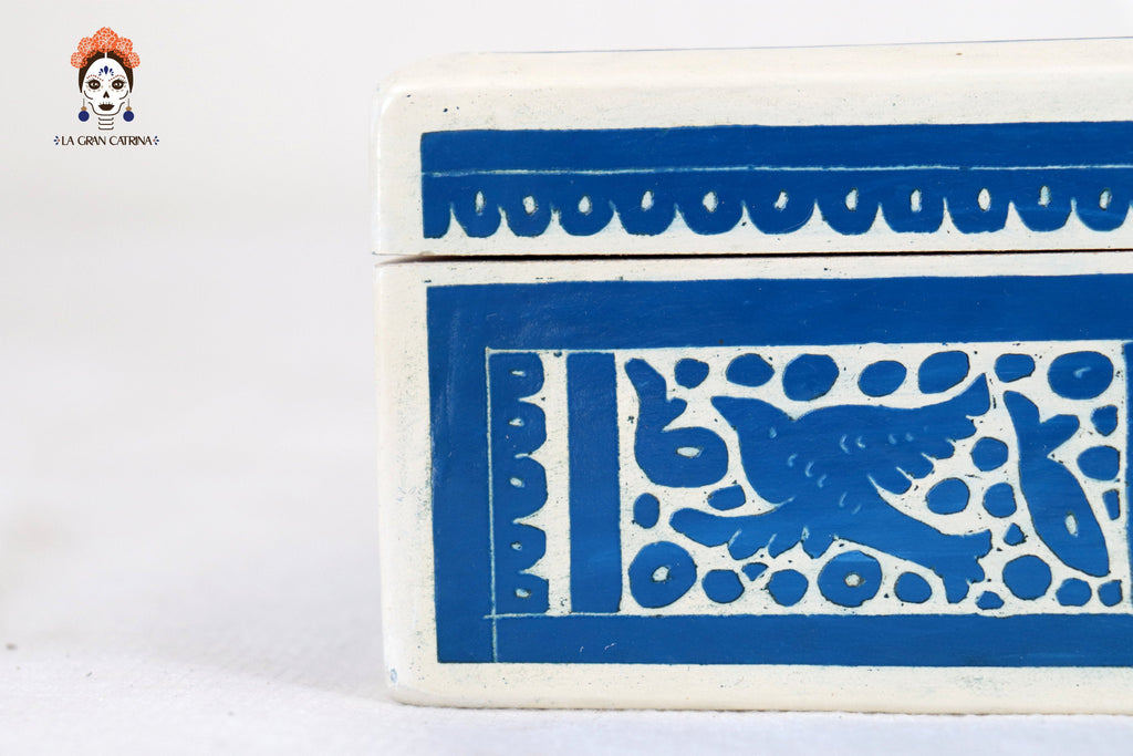 Small White Olinalá Handcrafted Box - 5.7 in. Olinala