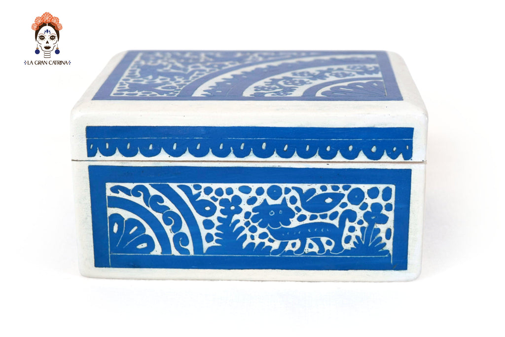 Small White Olinalá Handcrafted Box - 5.7 in. Olinala