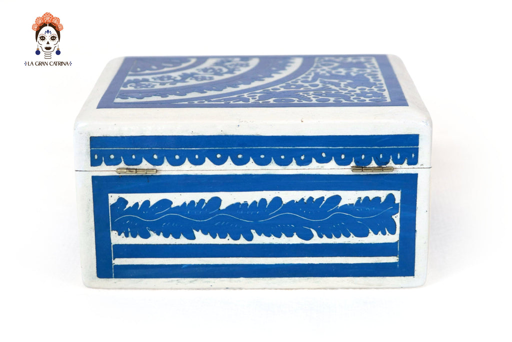 Small White Olinalá Handcrafted Box - 5.7 in. Olinala