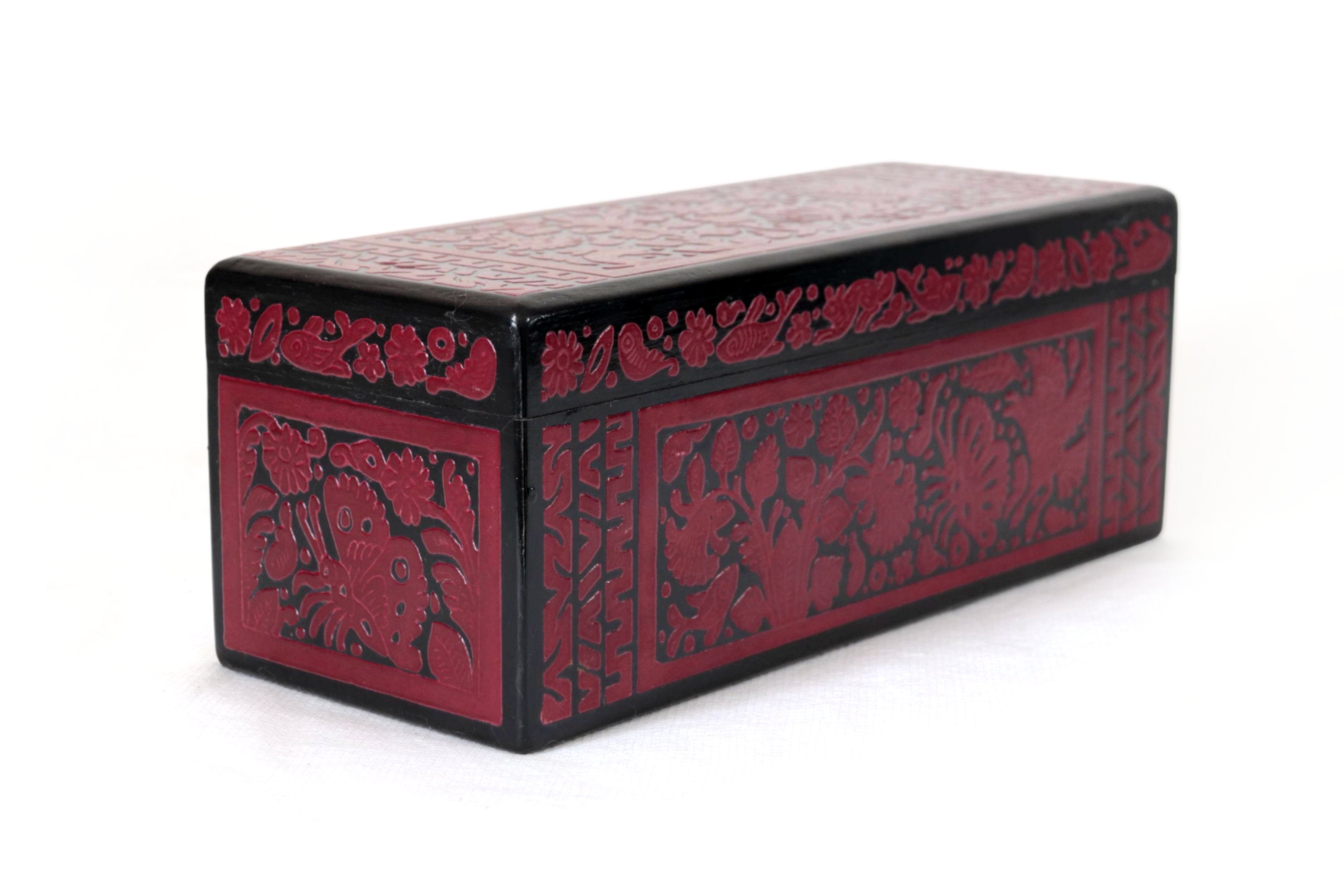Red Olinalá Handcrafted Box with Traditional Floral Design - 12.9 in. Olinala