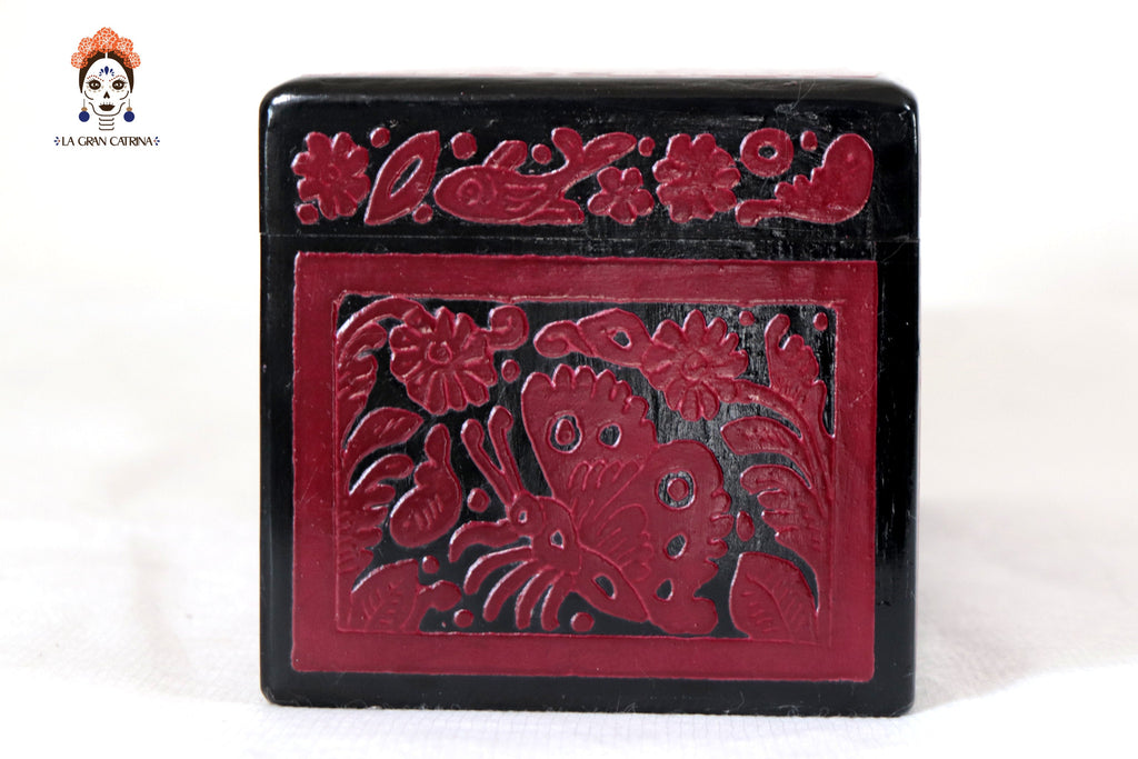 Red Olinalá Handcrafted Box with Traditional Floral Design - 12.9 in. Olinala
