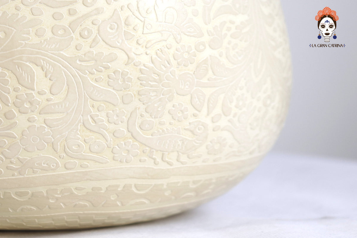 Large White Handcrafted Gourd - 12.7 in. Guaje