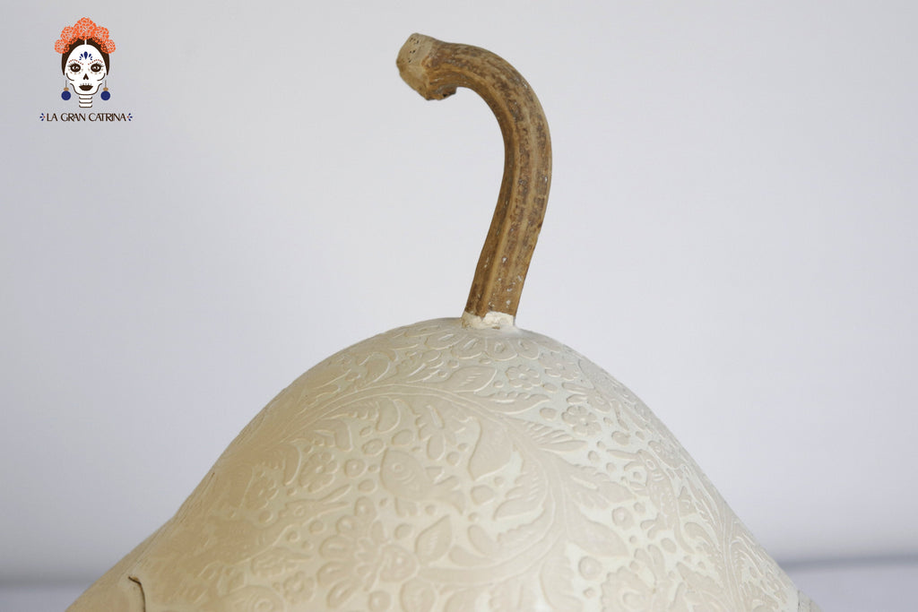 Large White Handcrafted Gourd - 12.7 in. Guaje