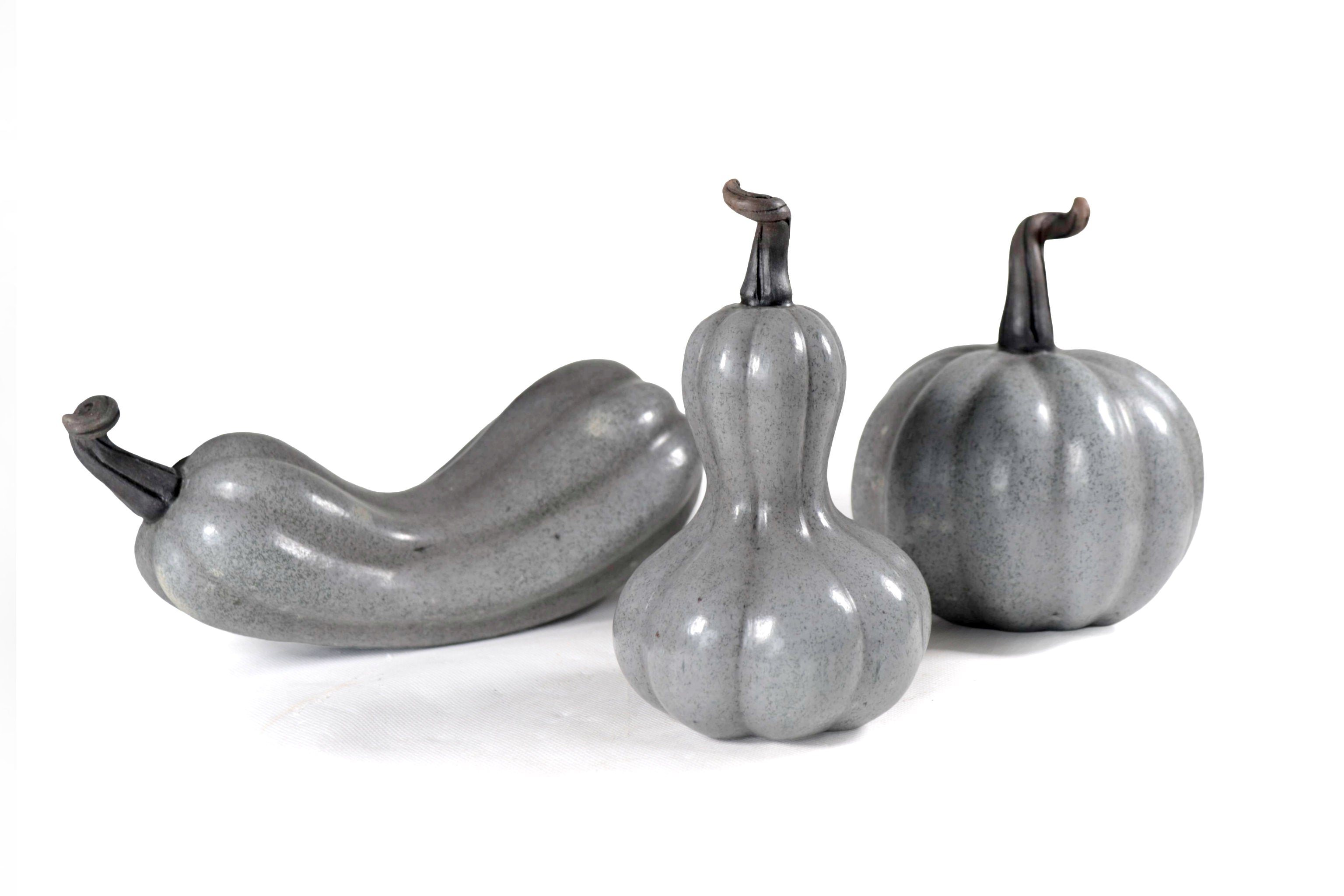 Set of 3 Pumpkins light gray - 9.8 in. Trejo