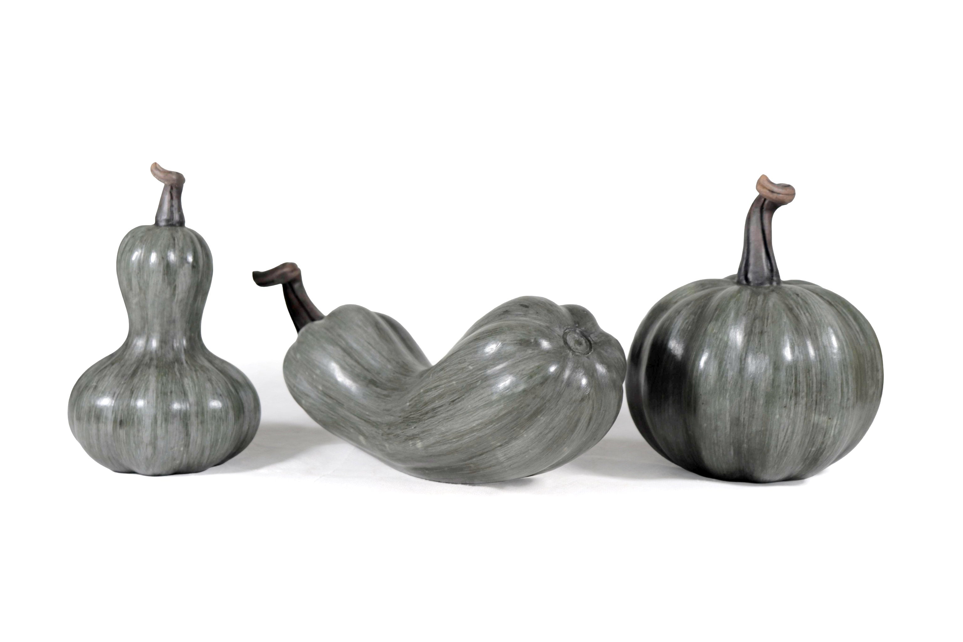 Set of 3 Pumpkins dark gray - 9.8 in. Trejo