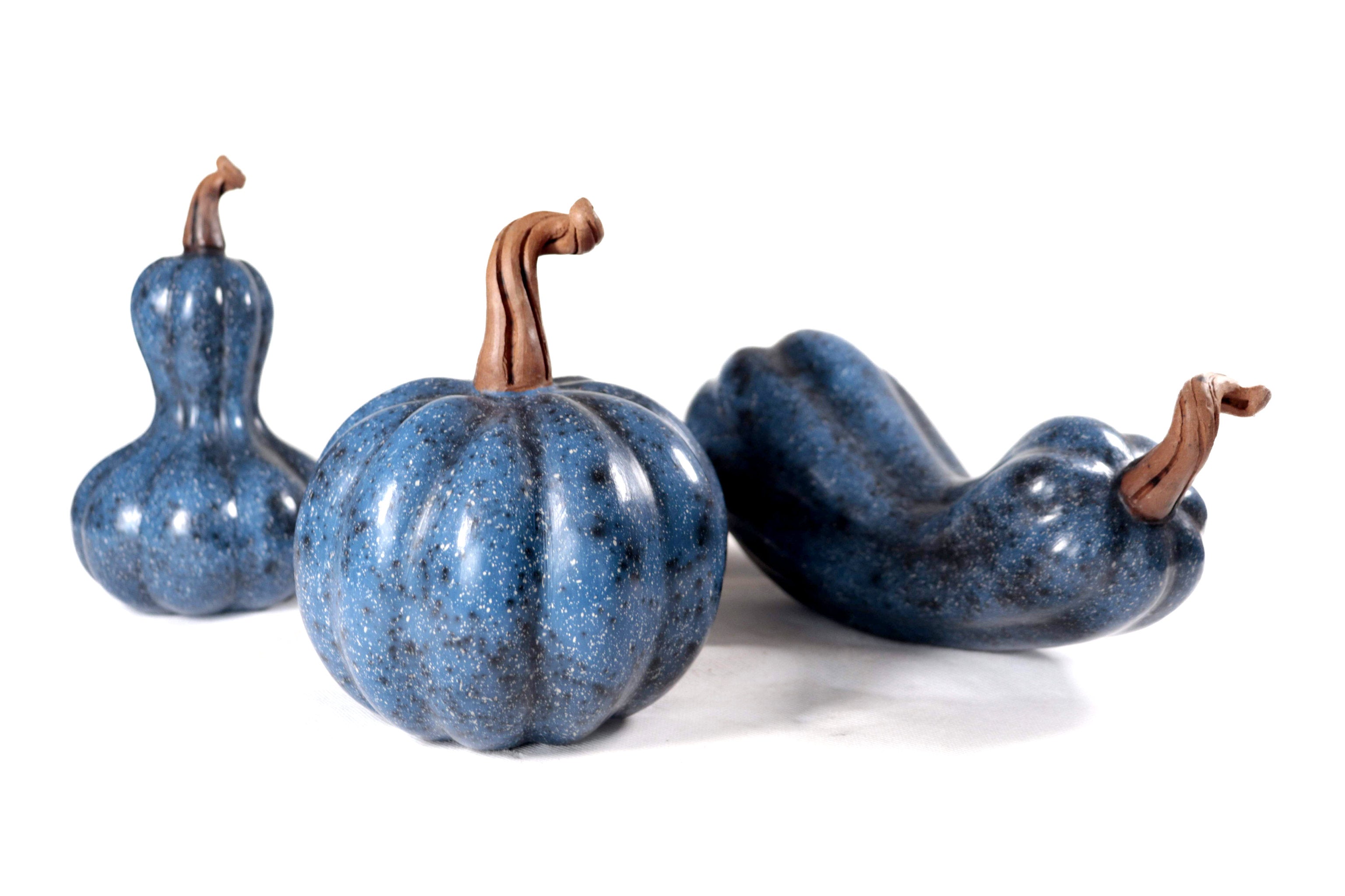 Set of 3 Pumpkins dark blue - 9.8 in. Trejo