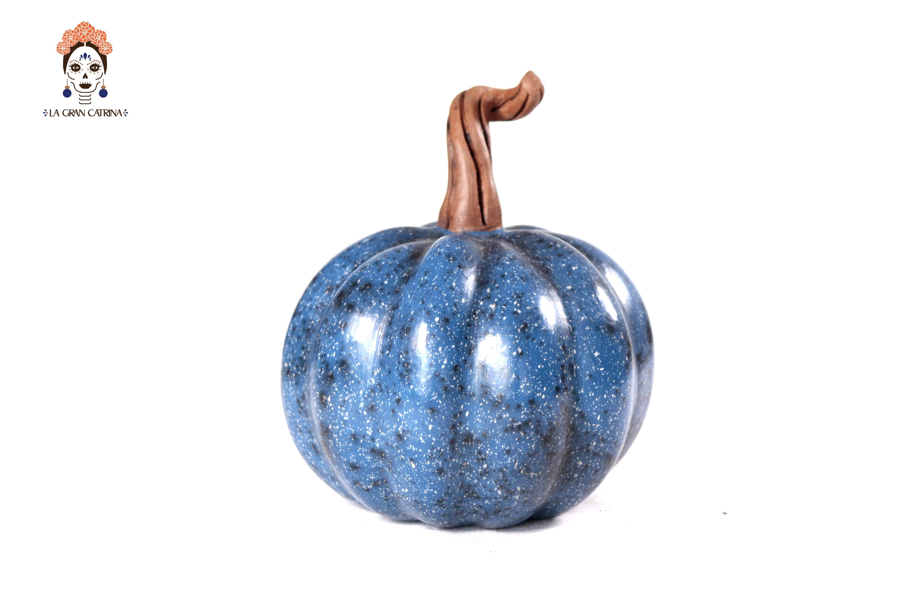 Set of 3 Pumpkins dark blue - 9.8 in. Trejo