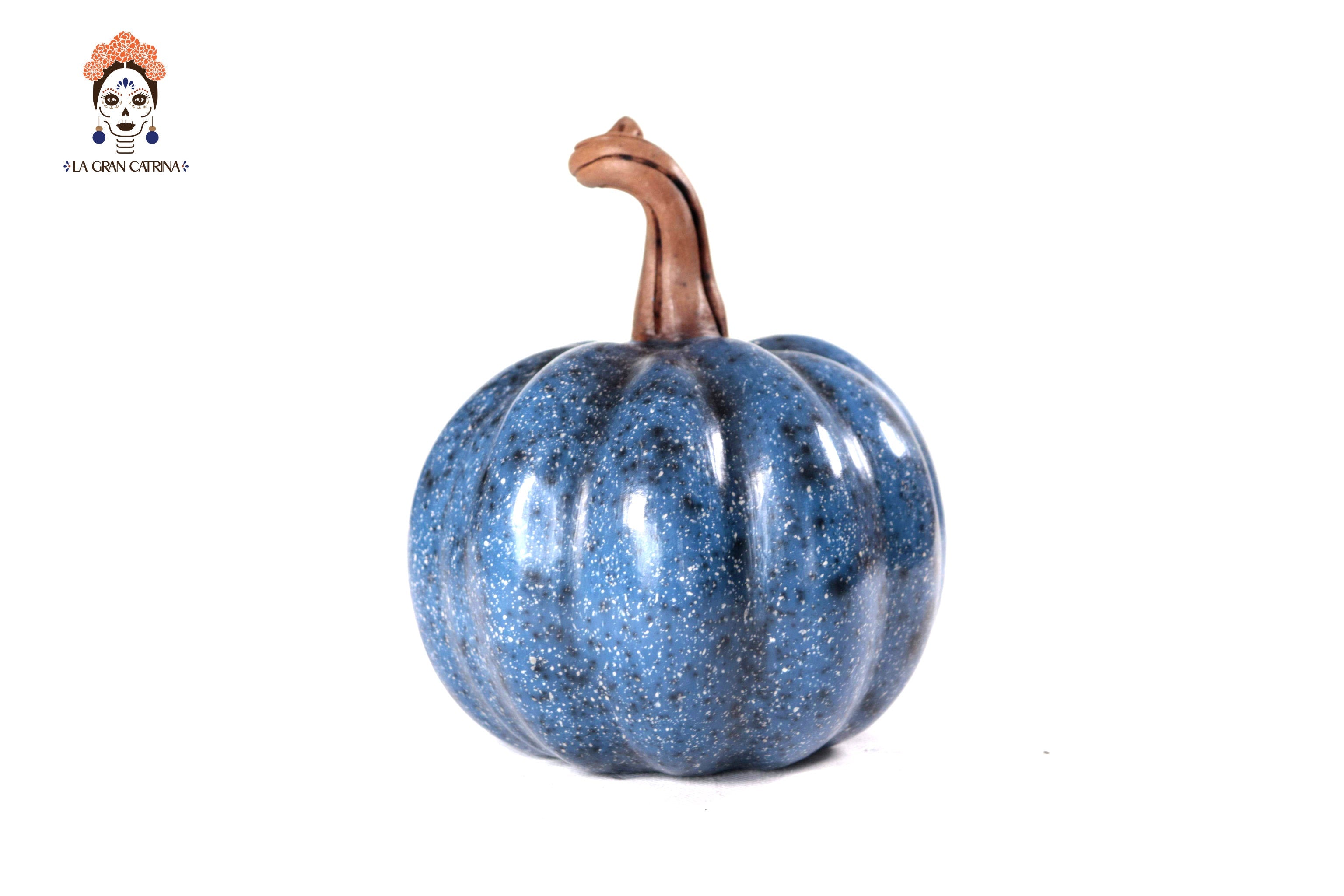 Set of 3 Pumpkins dark blue - 9.8 in. Trejo
