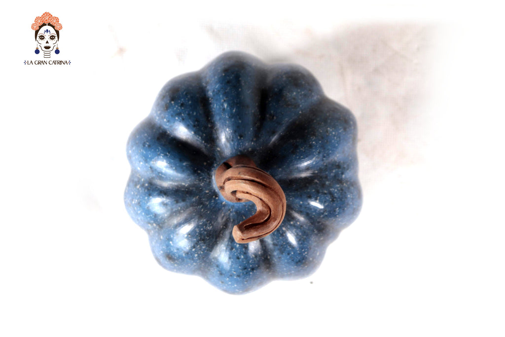 Set of 3 Pumpkins dark blue - 9.8 in. Trejo