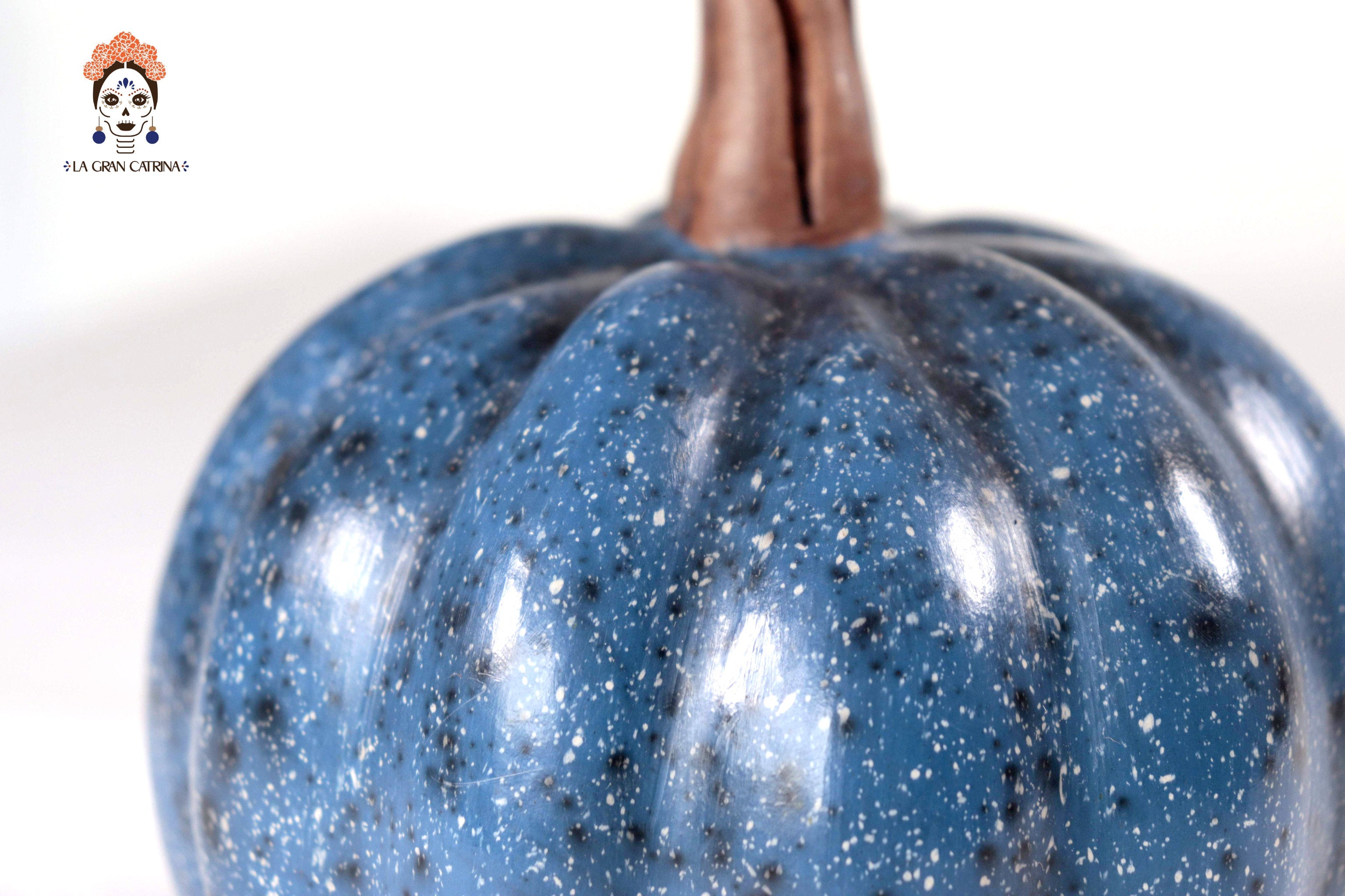 Set of 3 Pumpkins dark blue - 9.8 in. Trejo