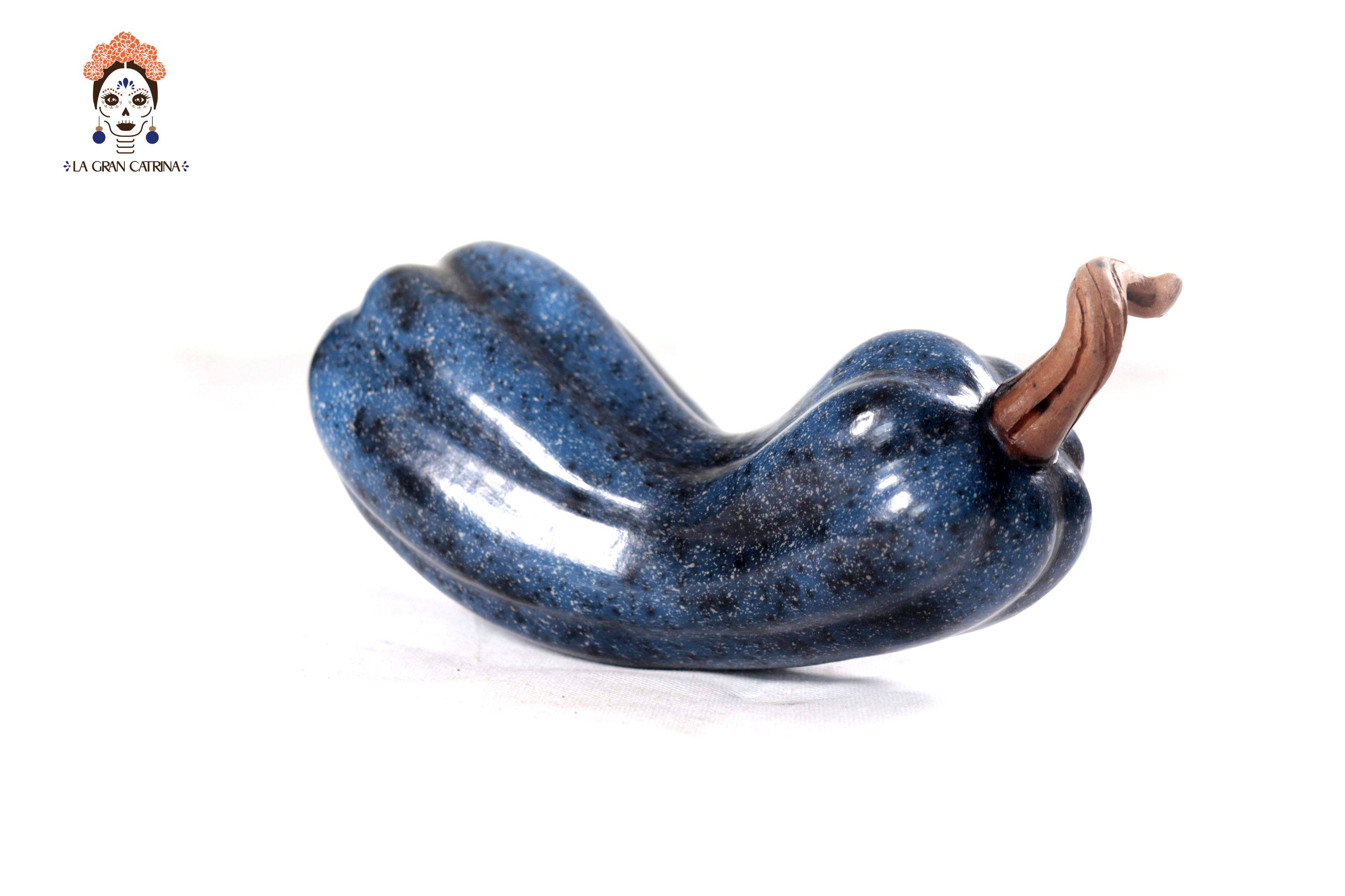 Set of 3 Pumpkins dark blue - 9.8 in. Trejo