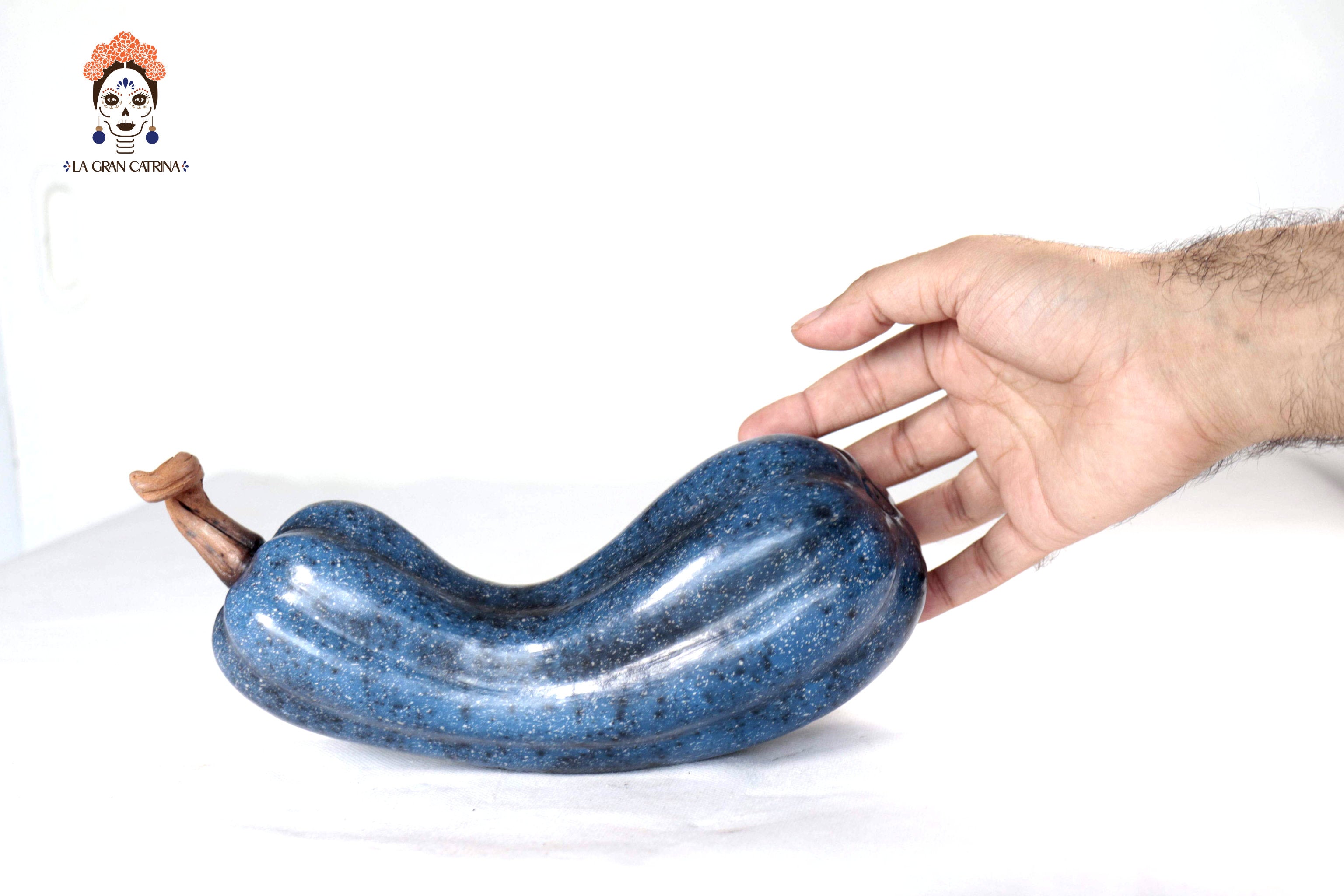 Set of 3 Pumpkins dark blue - 9.8 in. Trejo