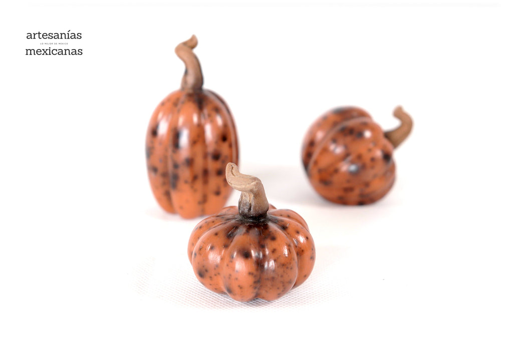 Set of 3 Pumpkins reddish miniature Trejo