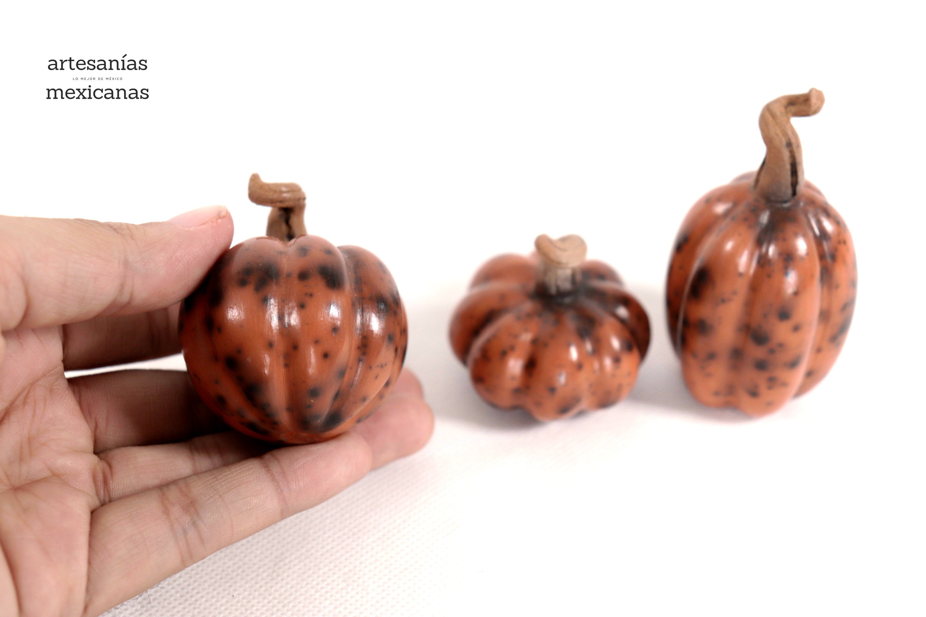 Set of 3 Pumpkins reddish miniature Trejo