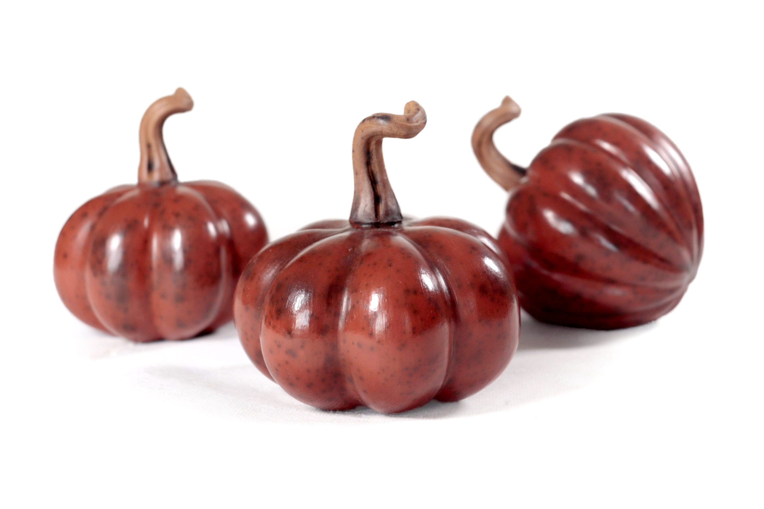 Set of 3 Pumpkins dark red - 9.8 in. Trejo