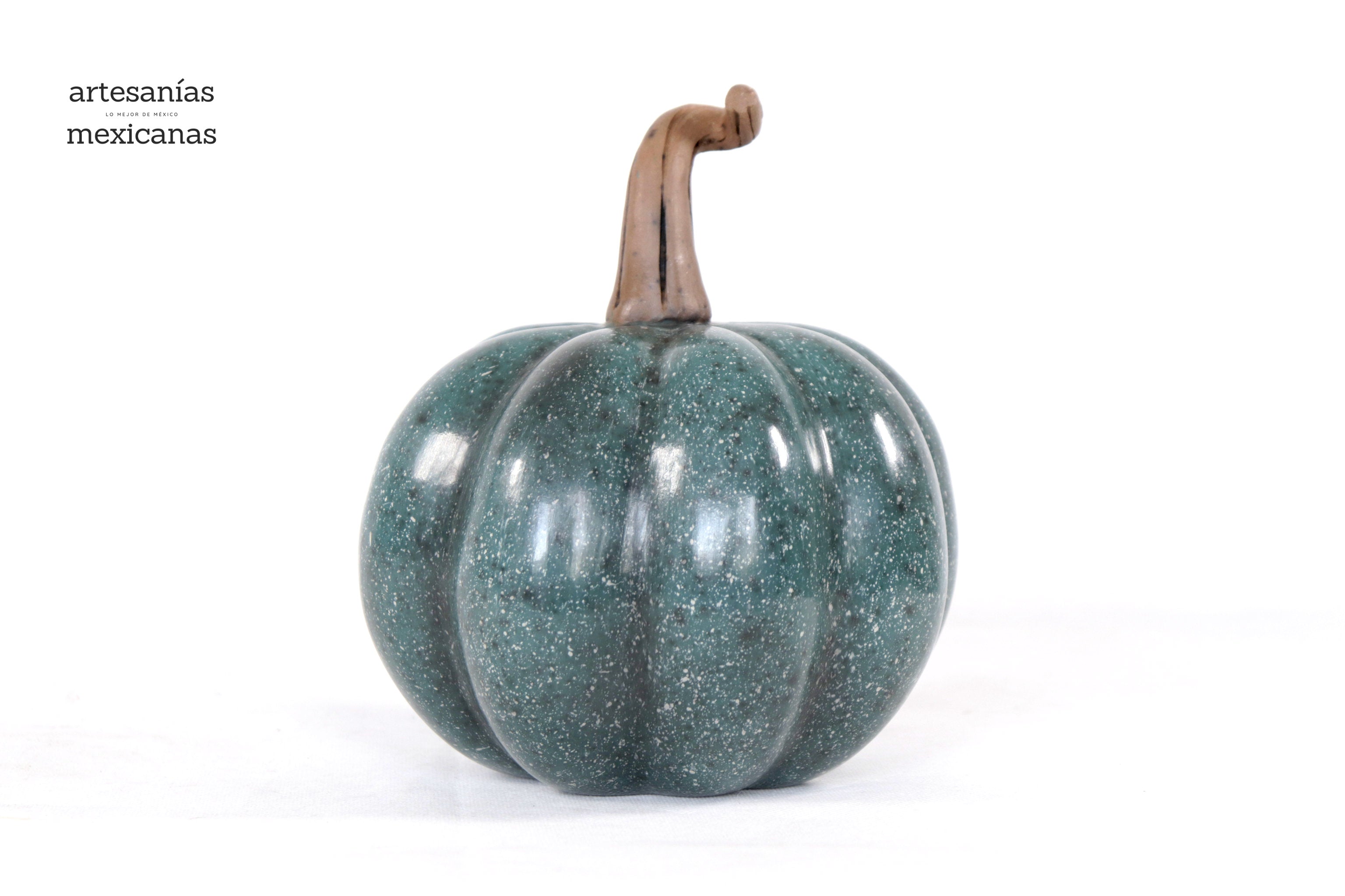 Set 3 Pumpkins Handcrafted Turquoise Marbled 14.1 in. Trejo